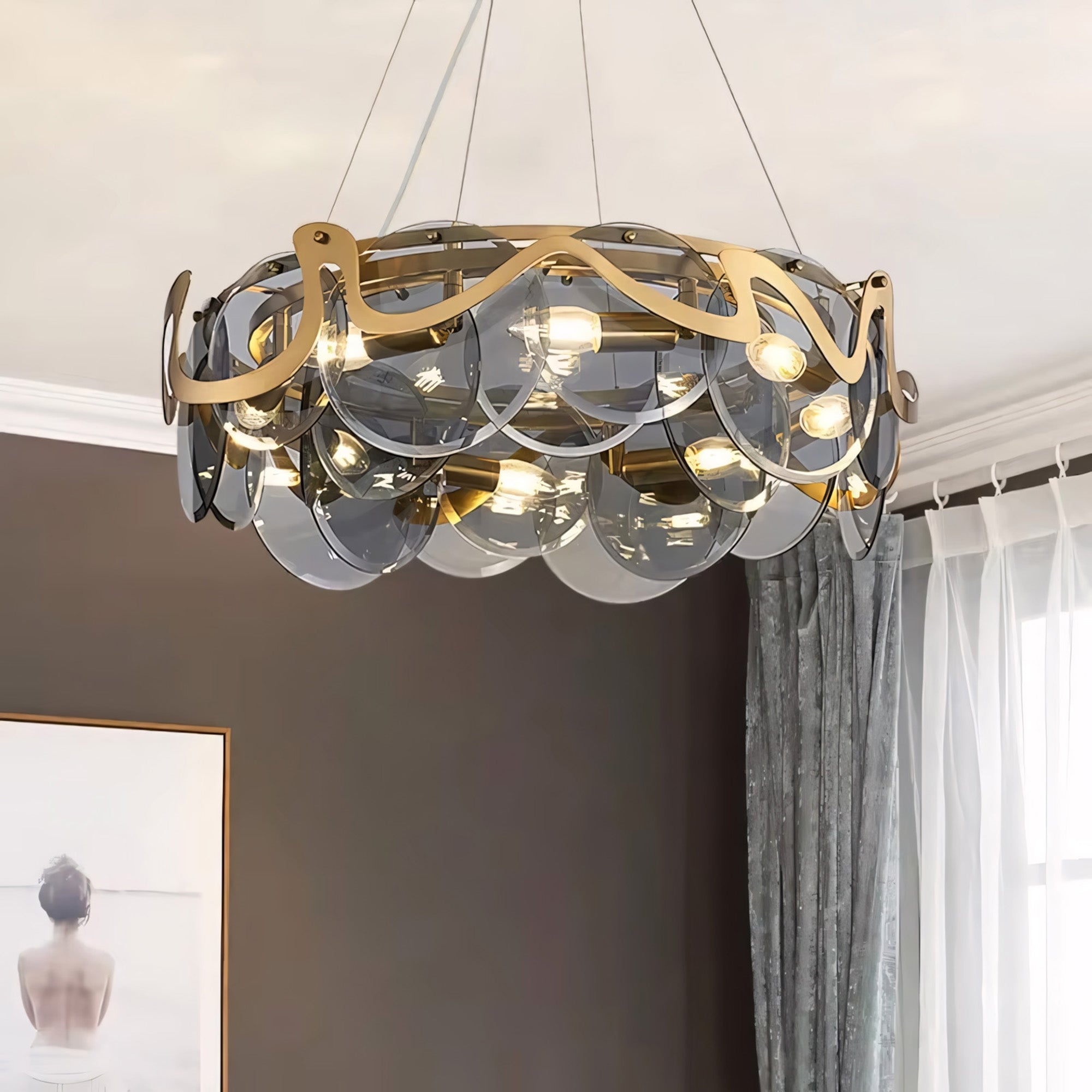 Lampa sufitowa wisząca APP1545-8CP Złota Szczotkowana  6