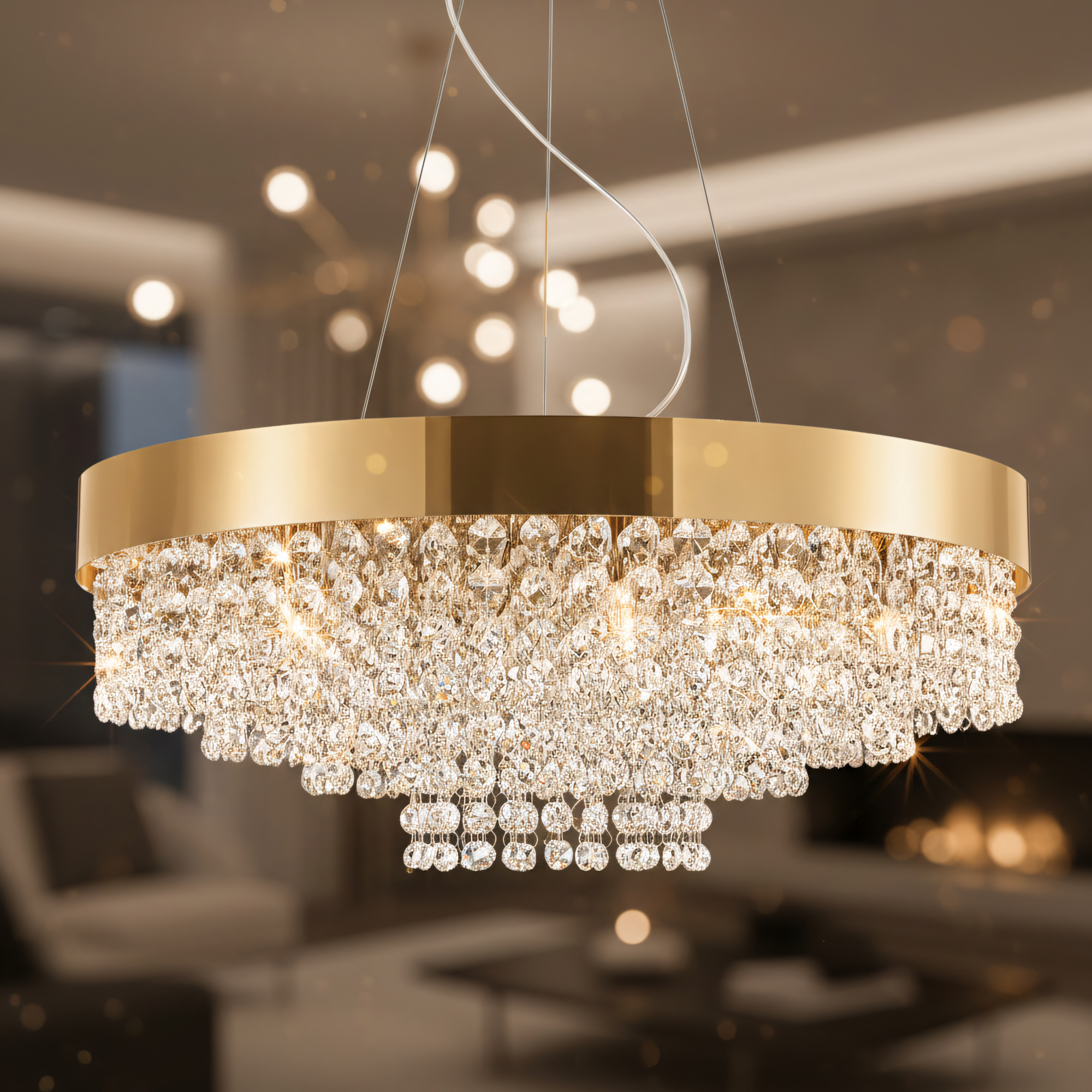 Lampa sufitowa wisząca APP1787-16CP 60 cm Złota  6