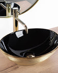 Umywalka nablatowa Rea Sofia Black Gold Brush