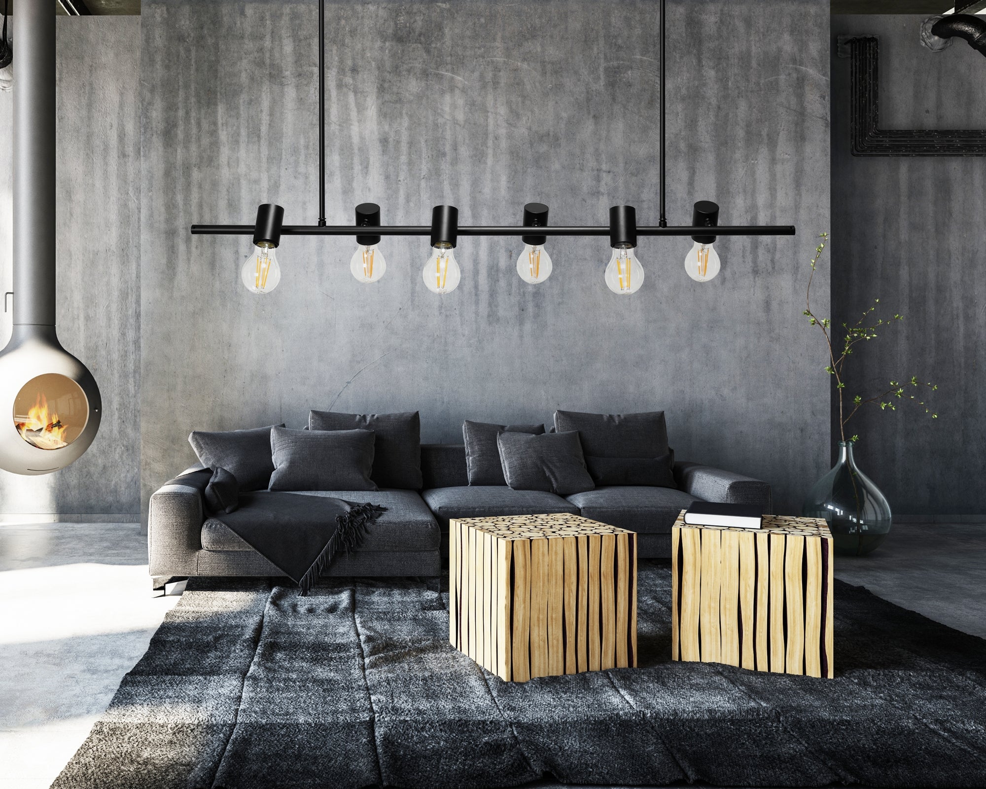 Lampa Sufitowa Metalowa Industrial APP480-6CP Czarna  3