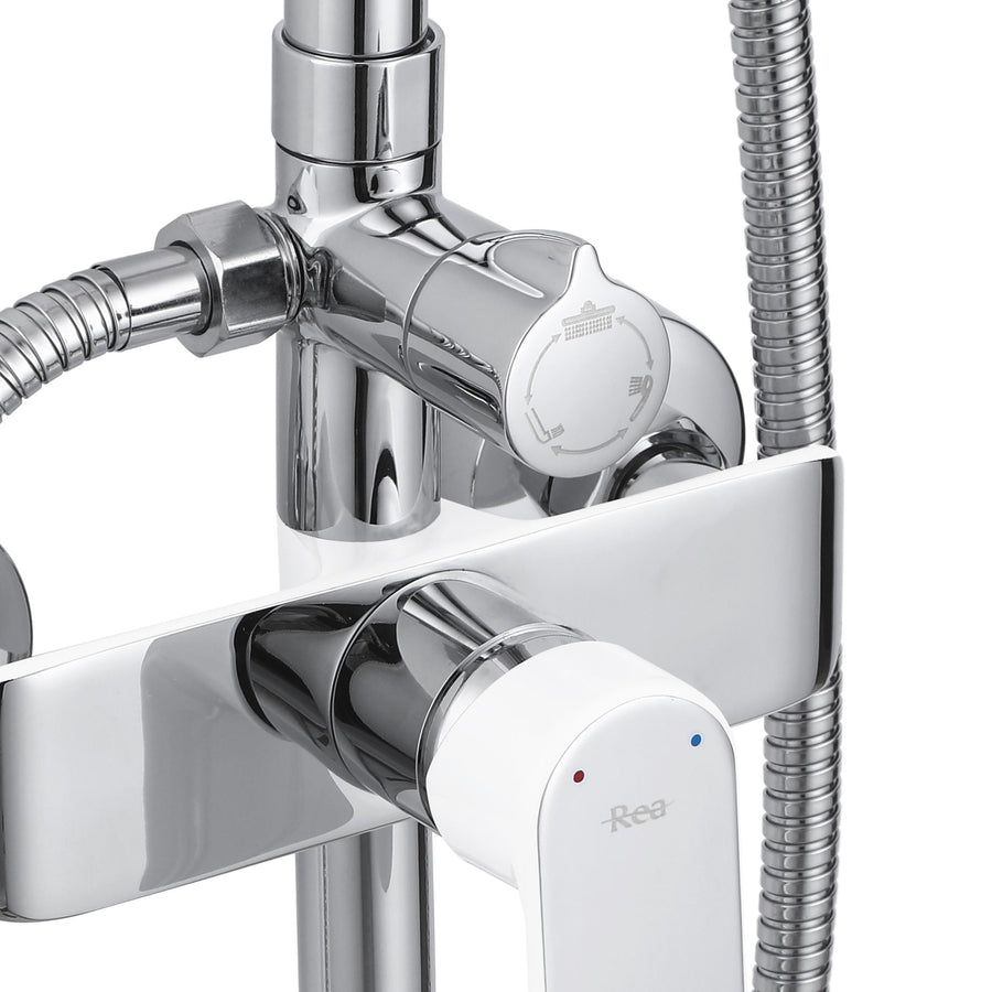 Zestaw Prysznicowy REA BLOOM BIAŁY CHROM WHITE CHROME