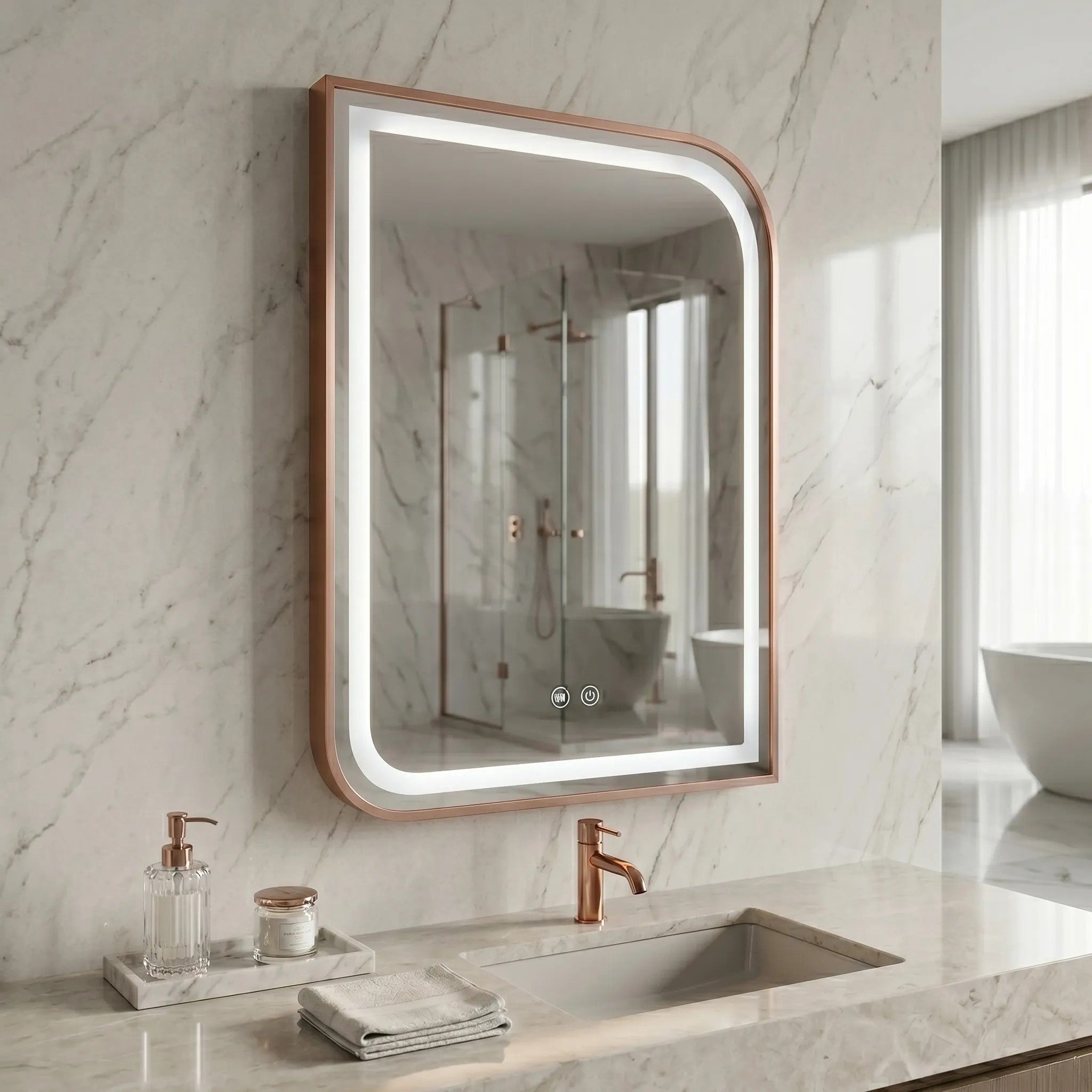 Lustro ścienne LED ZONE 70x50 Różowe Złoto Szczotkowane  9