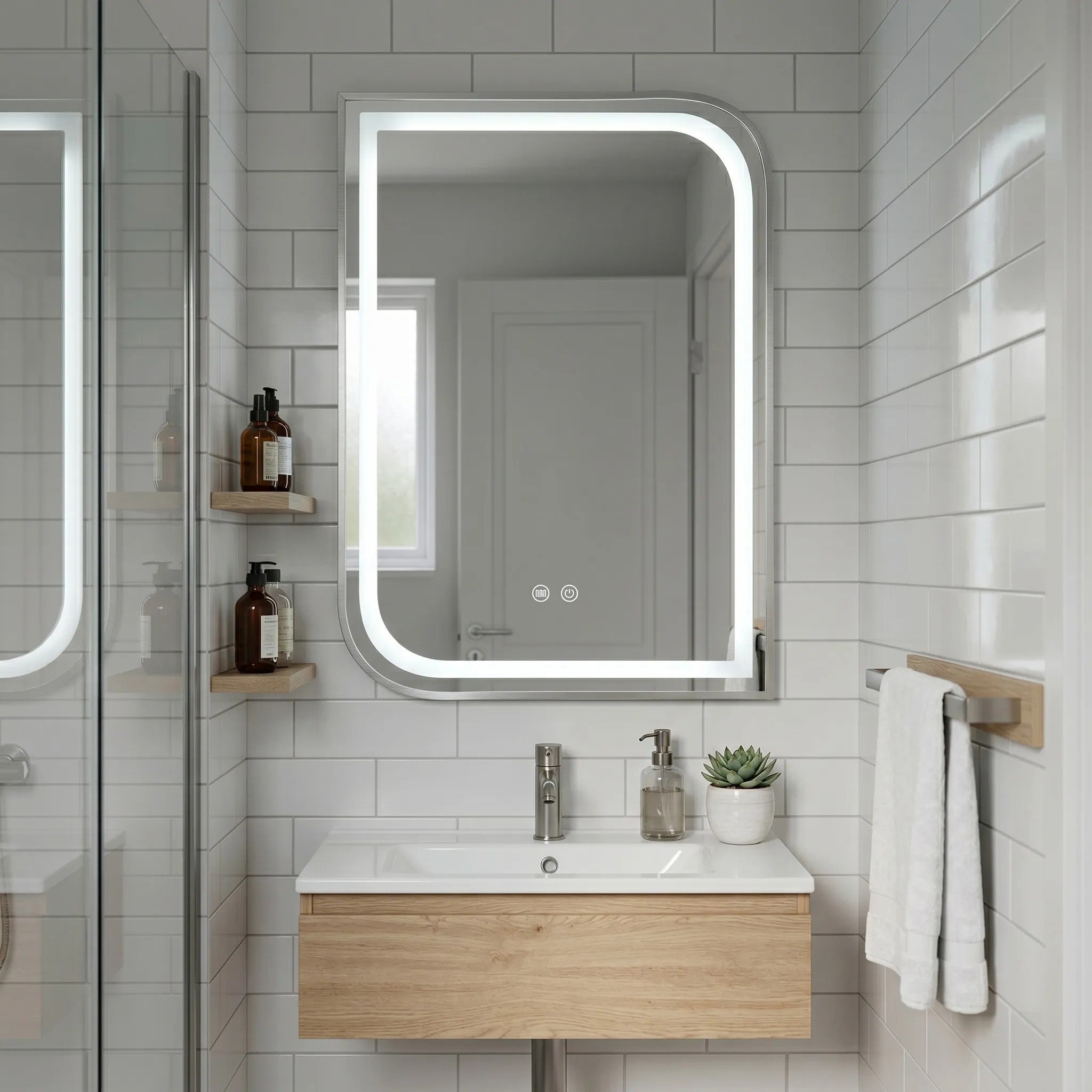 Lustro ścienne LED ZONE 80x60 Nikiel Szczotkowany  9