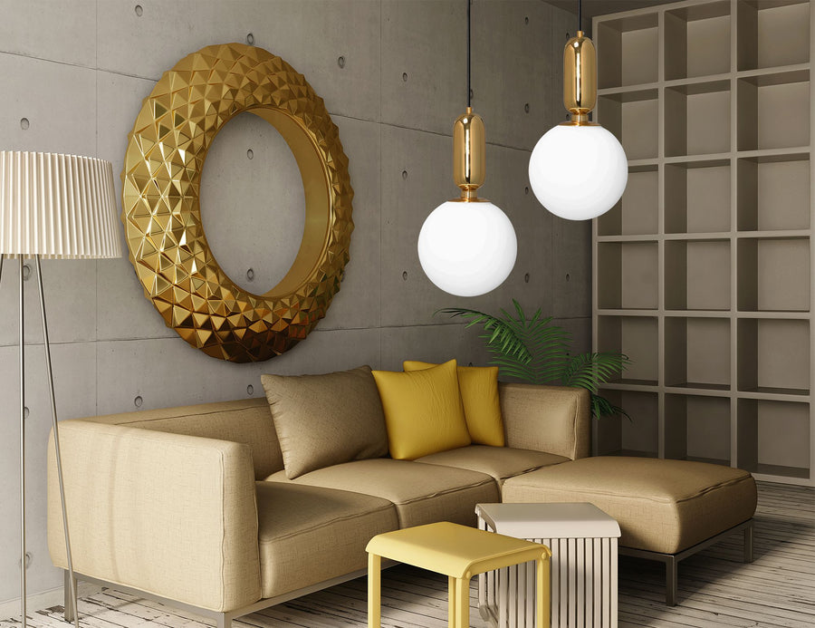 Lampa Sufitowa Wisząca Szklana Metalowa  APP474-1CP Złota
