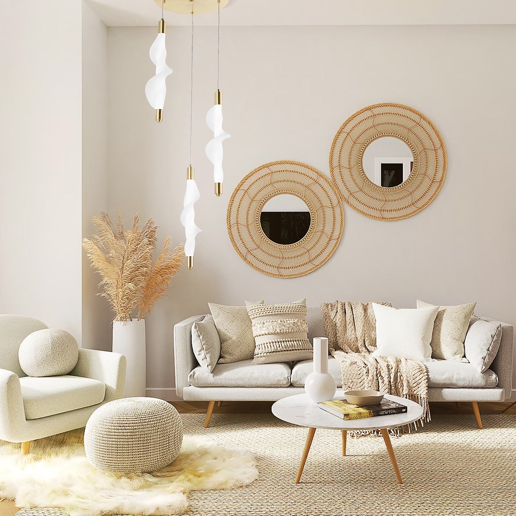 Lampa Wisząca Led G009-3cpr Biały/złoty  4