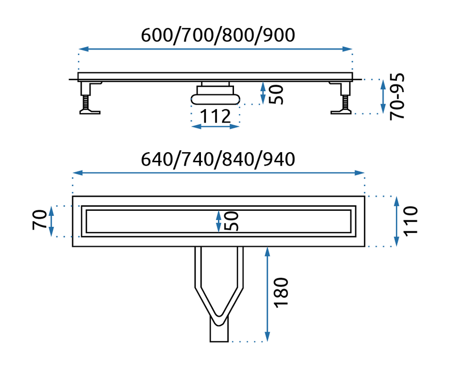 Odpływ Liniowy REA Neox Superflow Czarny 80