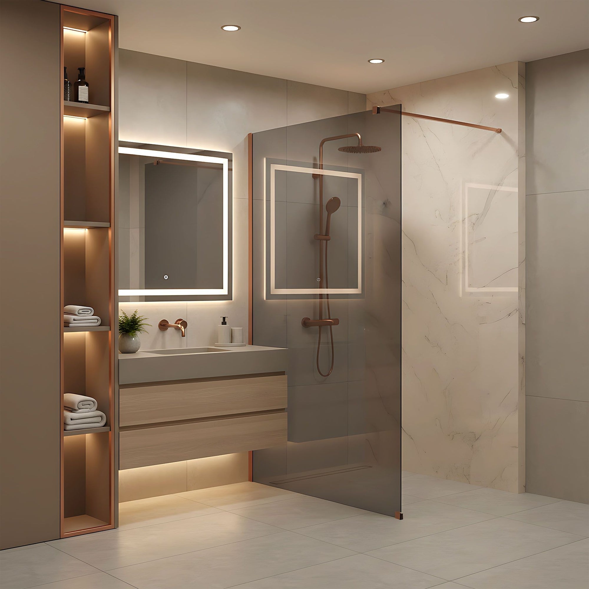 Kabina prysznicowa Walk-In Rea Flexi Grey / Brush Copper 110  6