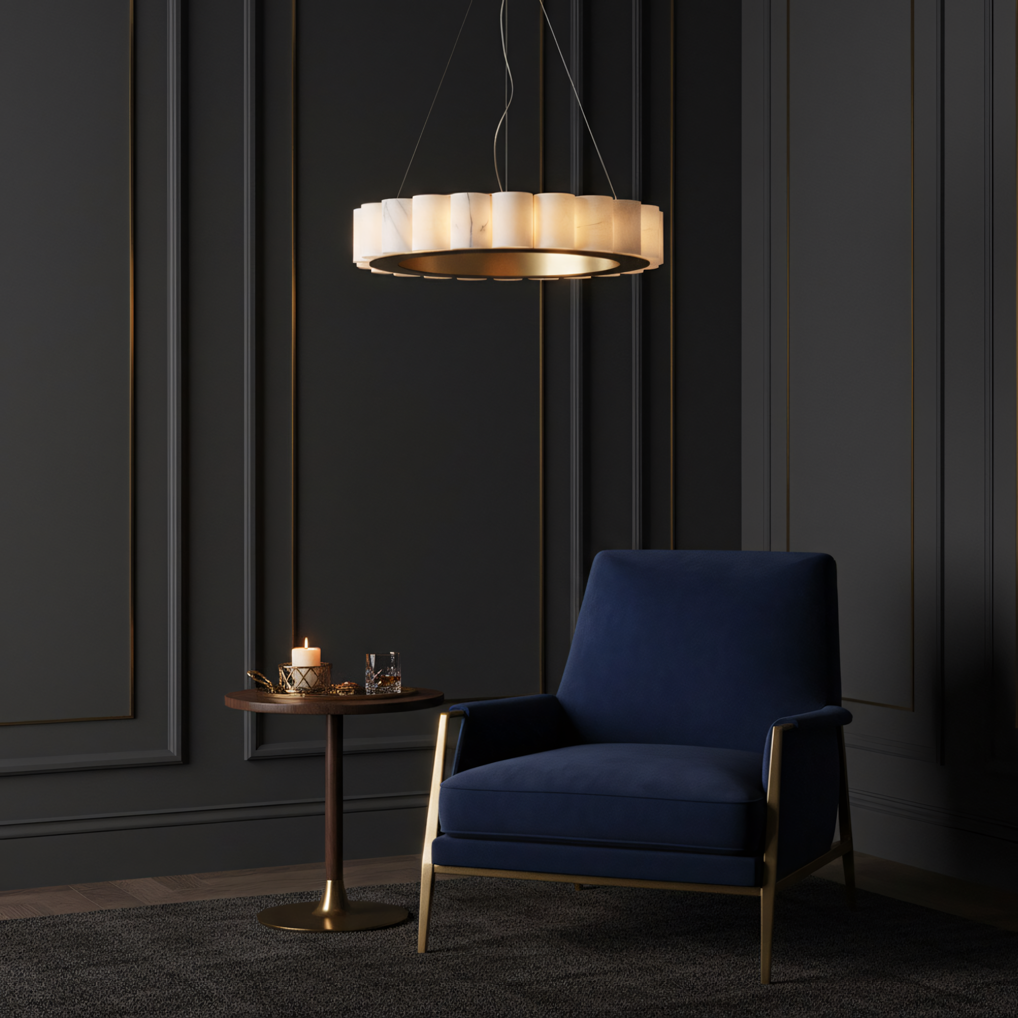 LAMPA SUFITOWA WISZĄCA LED APP1801-CP Brush Gold  3