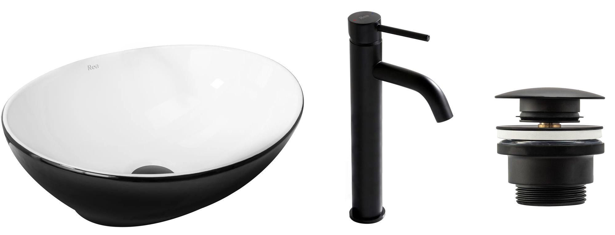 Zestaw Sofia black white + bateria wysoka Lungo black+ korek uniwersalny czarny matowy