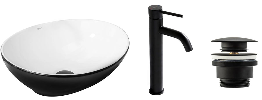 Zestaw Sofia black white + bateria wysoka Lungo black+ korek uniwersalny czarny matowy