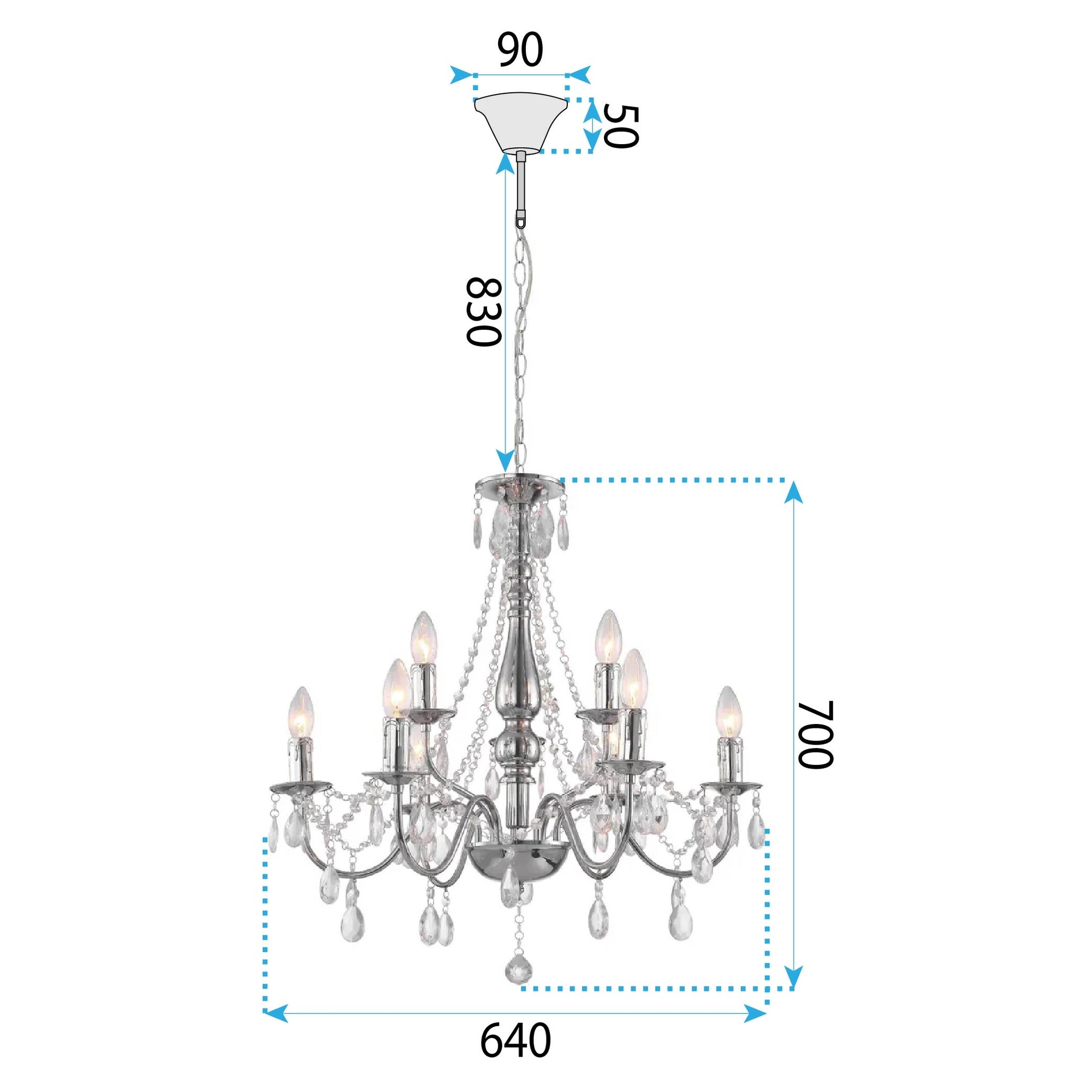 Lampa Sufitowa Wisząca Ebt016-9cp Chrom  9