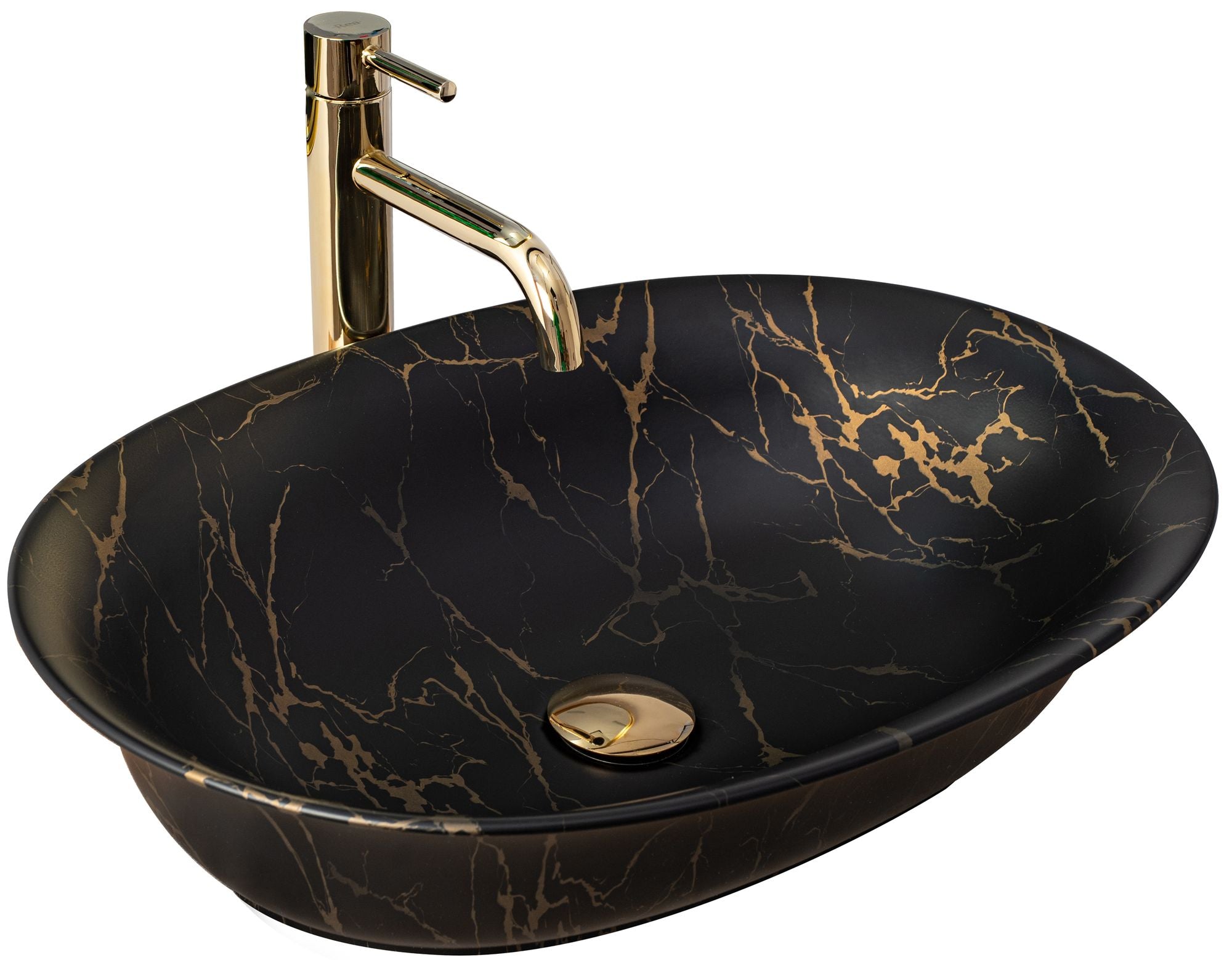 Umywalka nablatowa Rea Roma Black Marble Matt