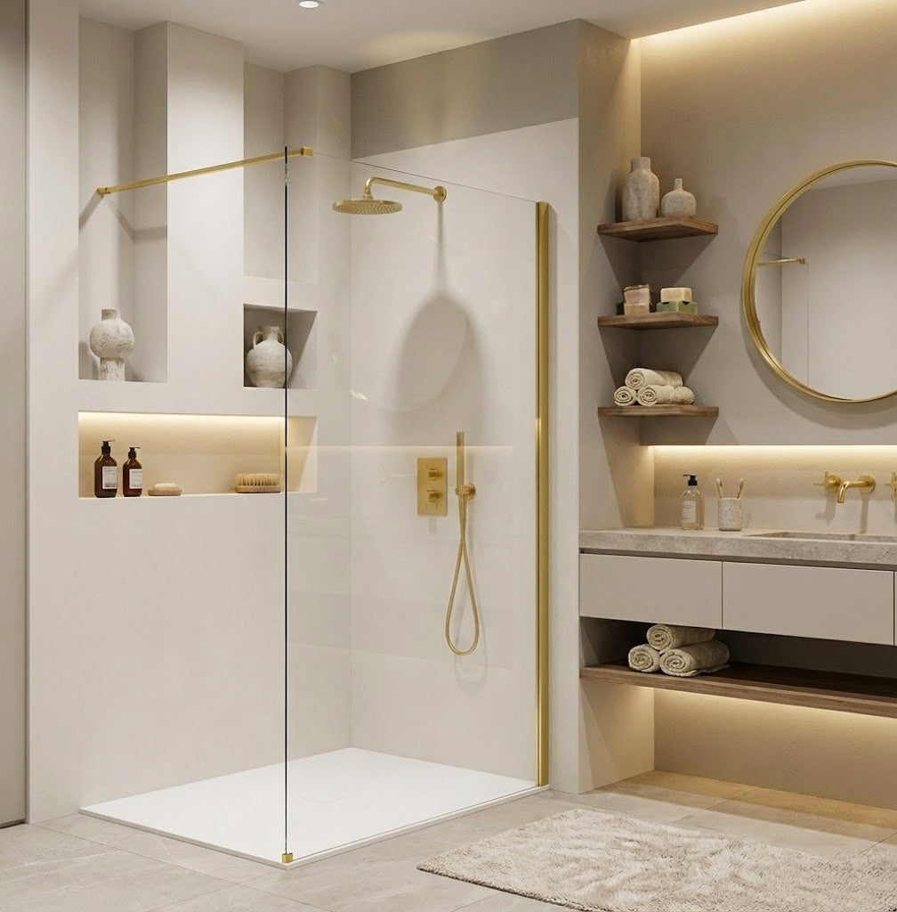 Kabina prysznicowa Walk-In Rea Flexi Transparent / Gold 130  6