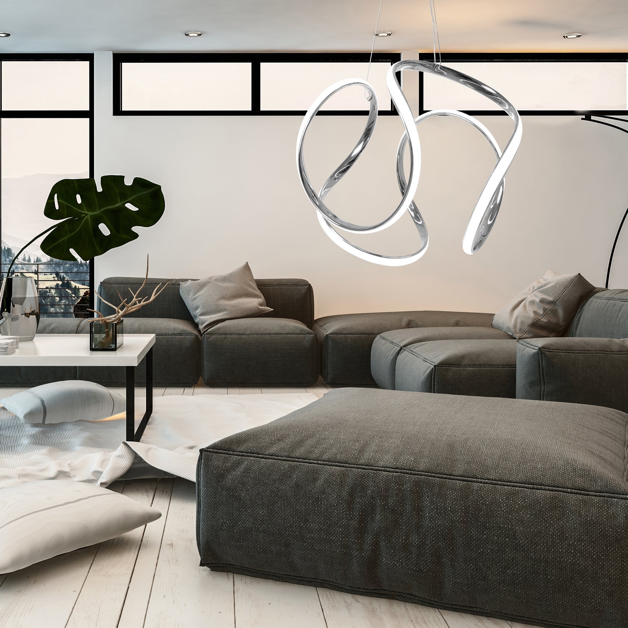 Lampa Sufitowa Wisząca Nowoczesna Led + Pilot App385-cp Chrom  5