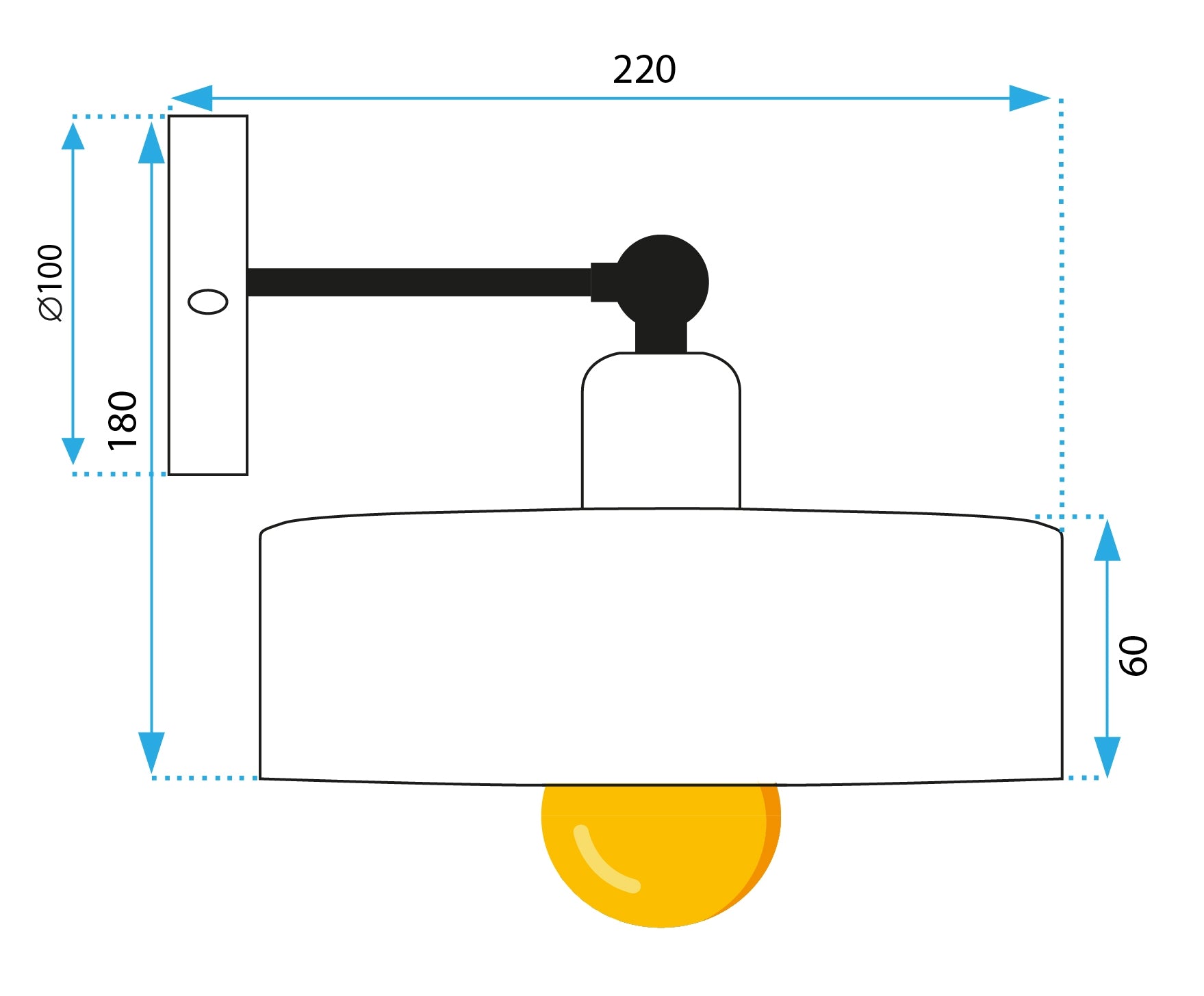 LAMPA ŚCIENNA KINKIET APP1332-1W BLACK GOLD  11