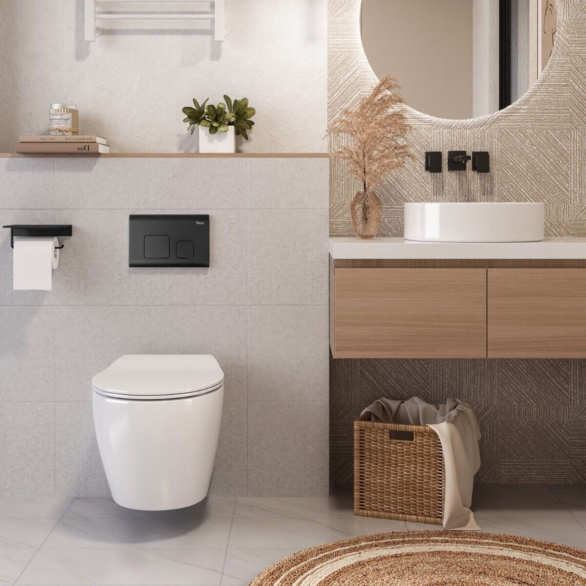 Stelaż zestaw podtynkowy do mis WC z przyciskiem F Black