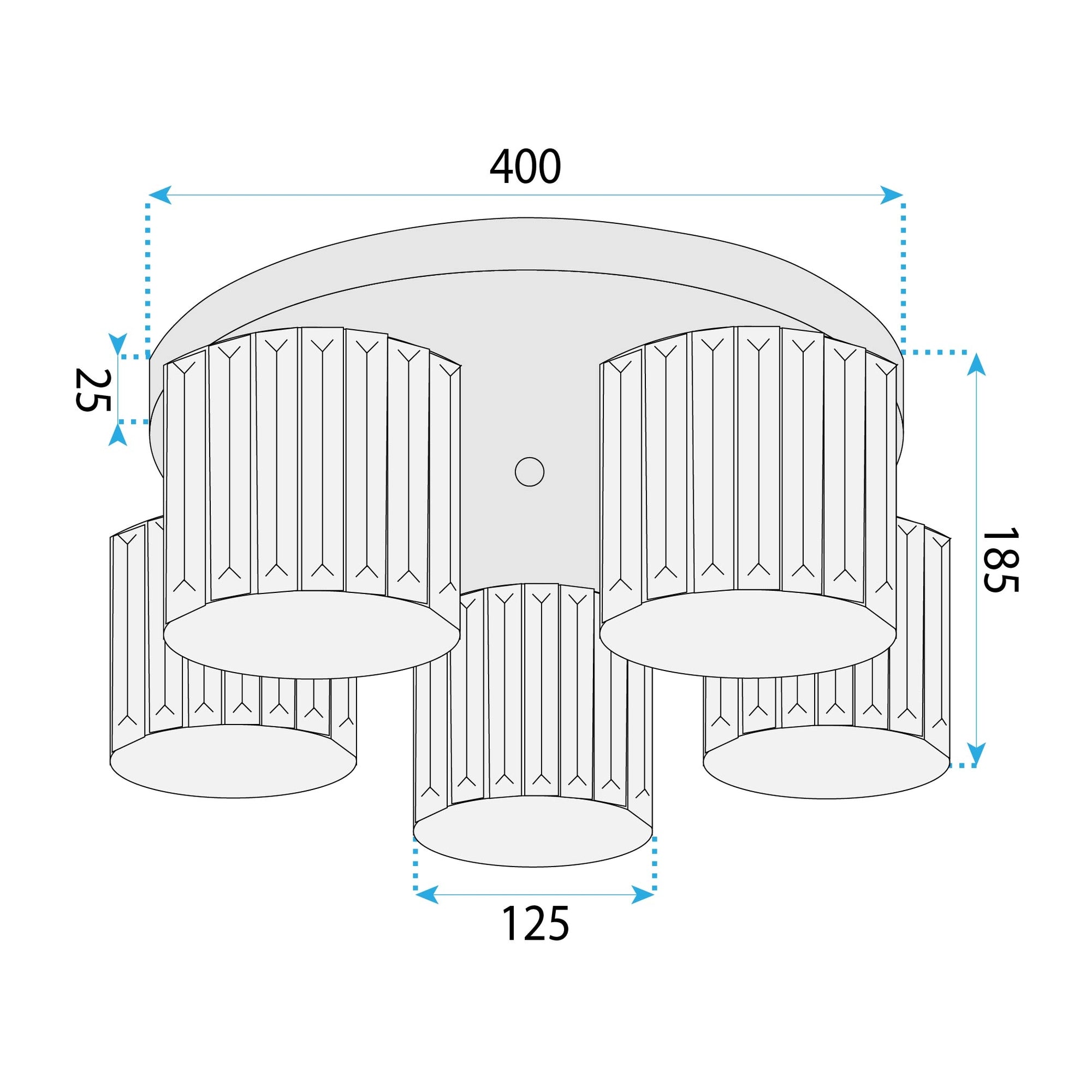 Lampa Sufitowa Kryształowa Ebt023-5c Czarna  6