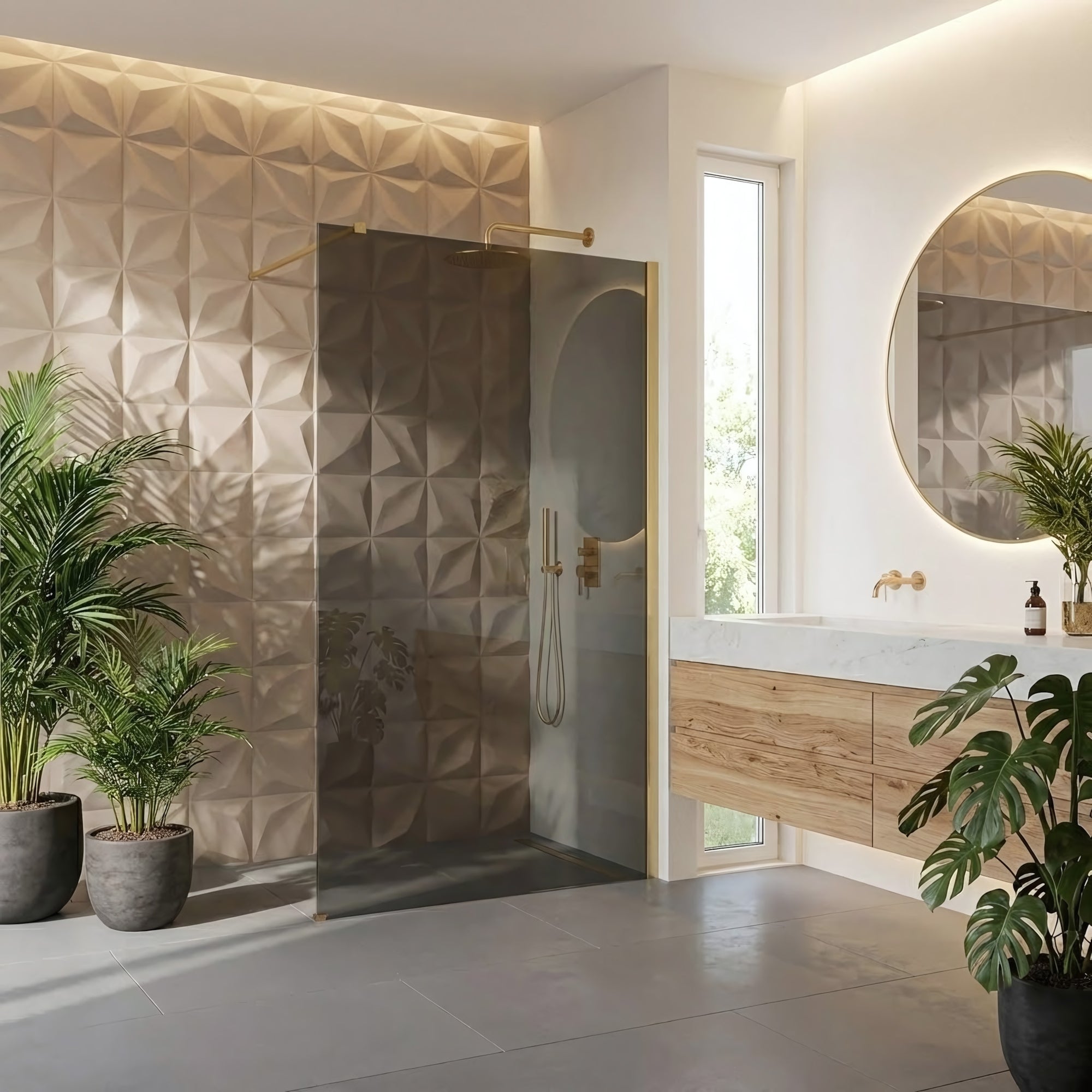Kabina prysznicowa Walk-In Rea Flexi Grey / Brush Gold 80  2