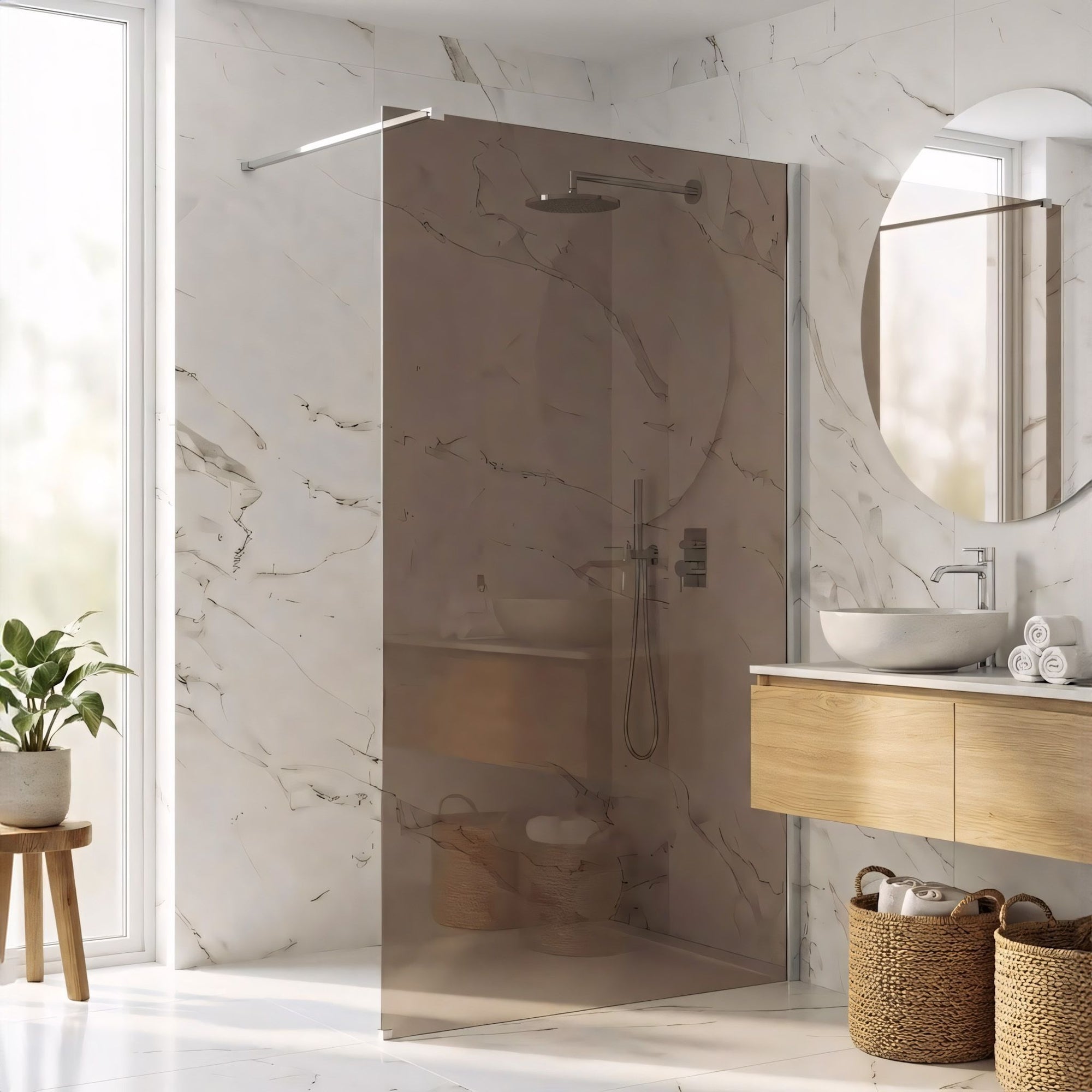 Kabina prysznicowa Walk-In Rea Flexi Brown / Chrome 120  1