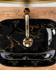 Umywalka nablatowa Rea Belinda Black Marble shiny  2