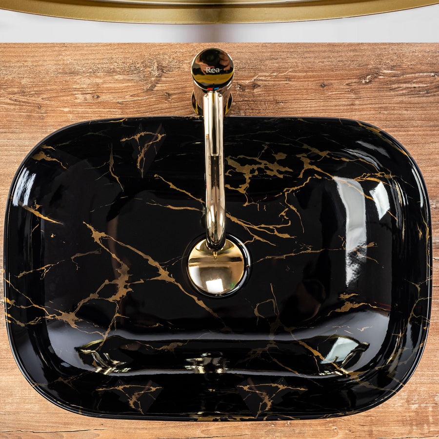 Umywalka nablatowa Rea Belinda Black Marble shiny  2