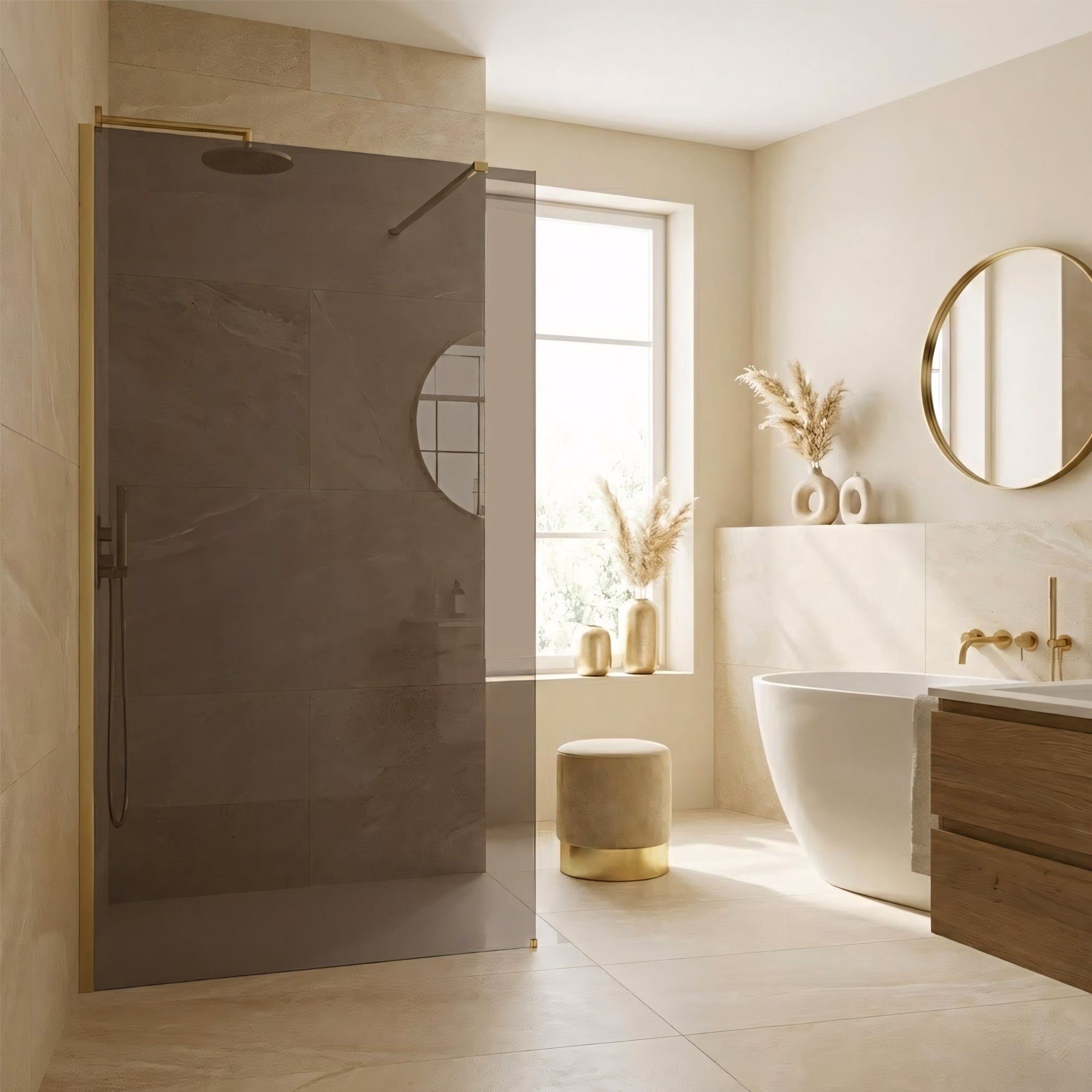 Kabina prysznicowa Walk-In Rea Flexi Brown / Brush Gold 80  5