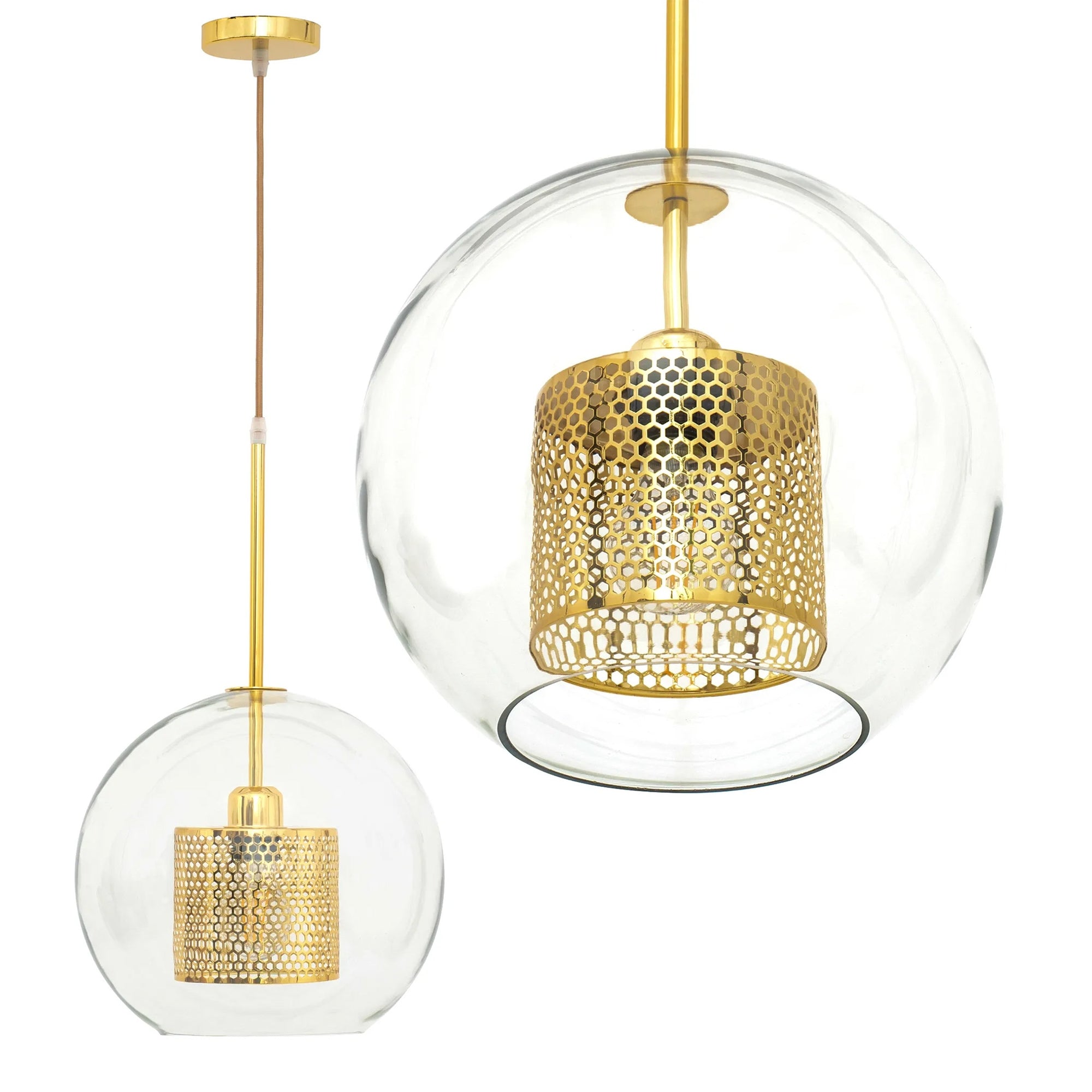 Lampa wisząca szklana loft APP555-1CP 25cm ZŁOTA  1
