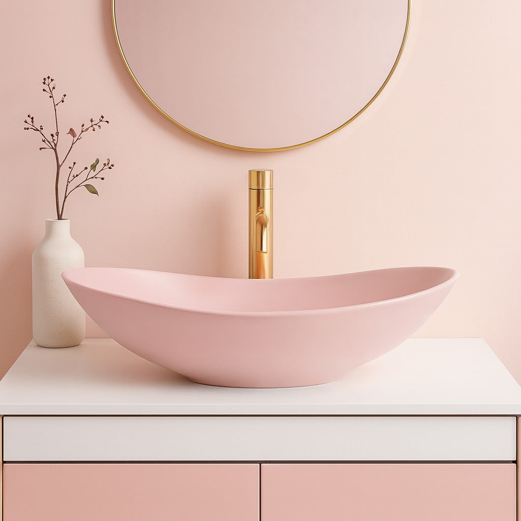 Umywalka Nablatowa Rea Royal Powder Pink Matt  1