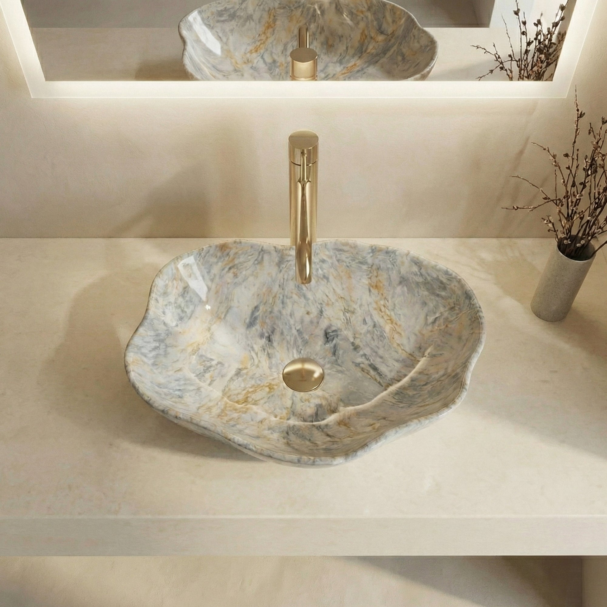 Umywalka nablatowa Rea Pearl Ruststone  5