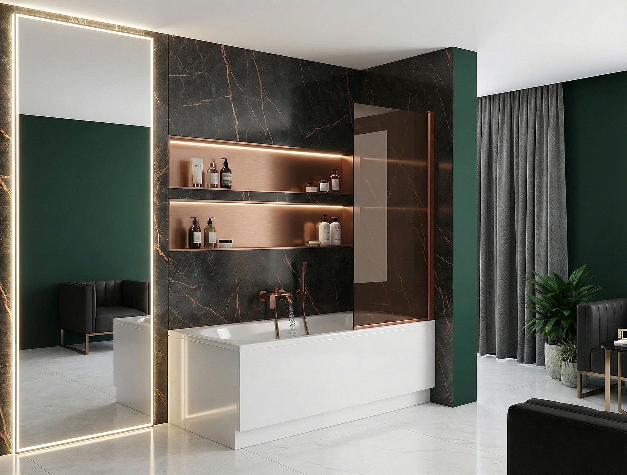 Parawan Rea Elegant Miedź Szczotkowana 70 Nawannowy  5