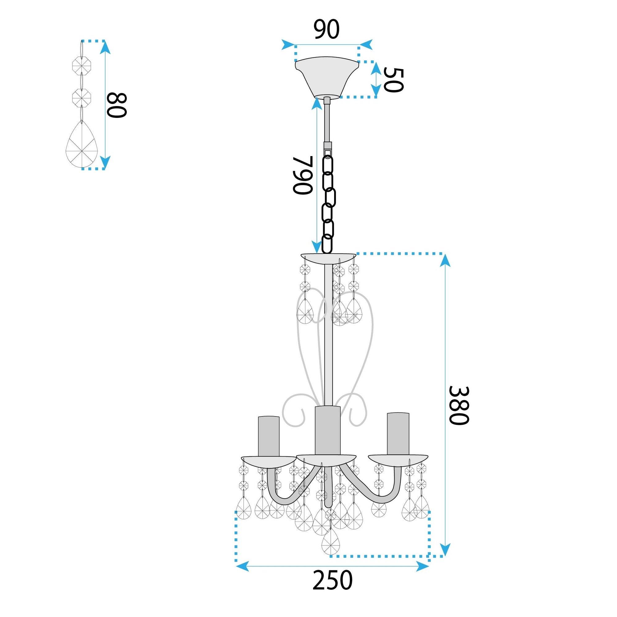 Lampa Sufitowa Wisząca Ebt011-3cp Chrom  5