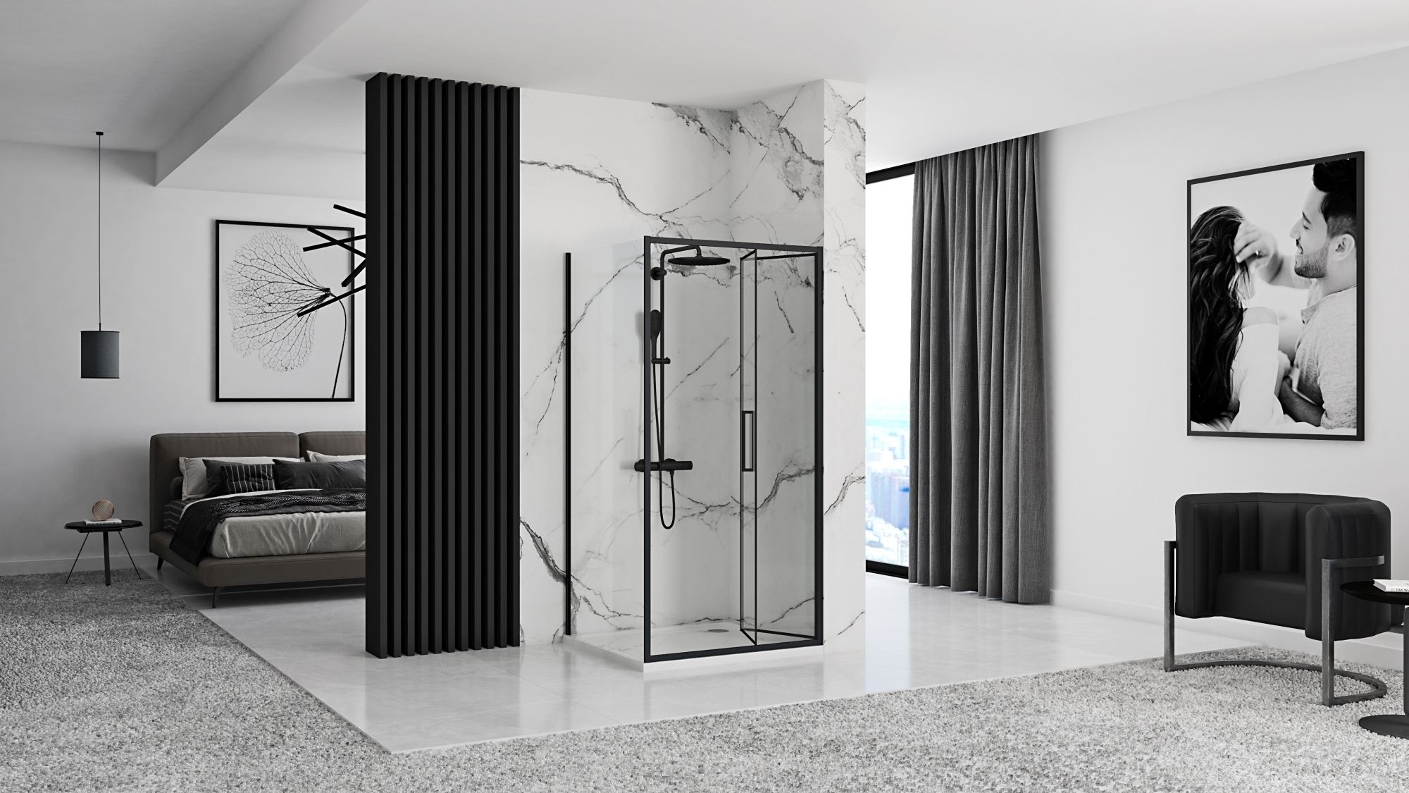Kabina Prysznicowa Narożna Rapid Fold Black