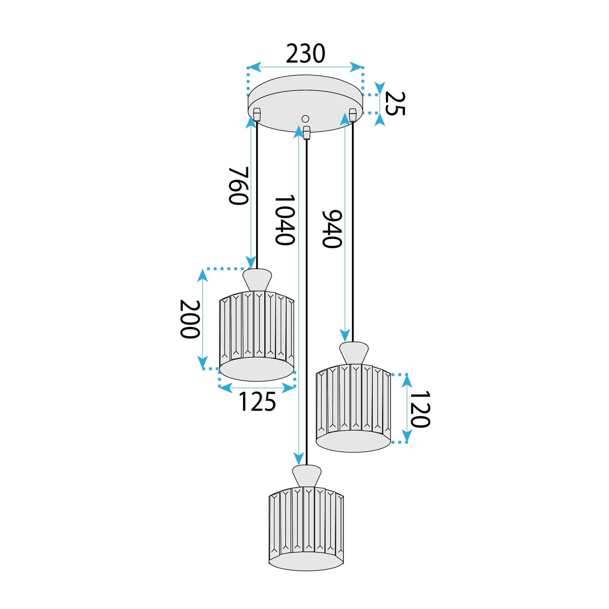 Lampa Sufitowa Wisząca Ebt025-3cp Czarna  6