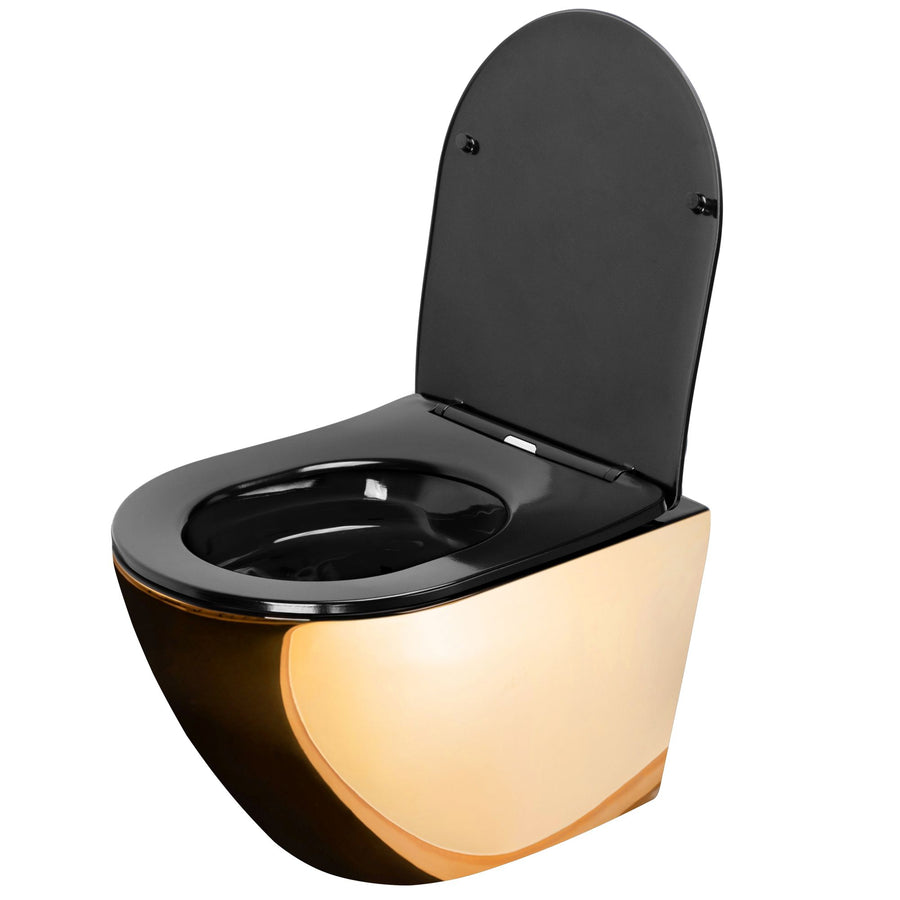 Misa WC podwieszana Carlo Mini Rimless Flat Złoto Czarna