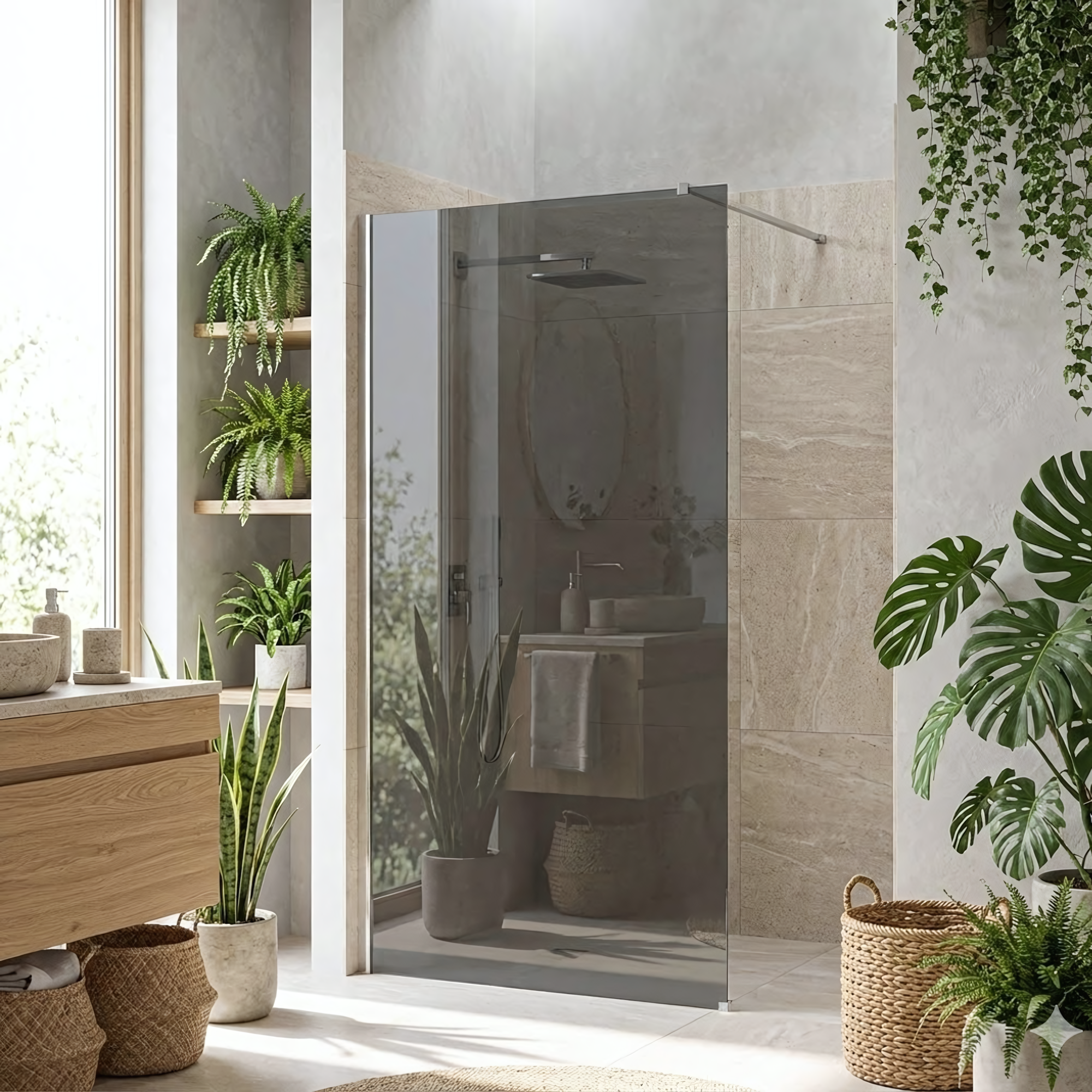 Kabina prysznicowa Walk-In Rea Flexi Grey / Chrome 80  10