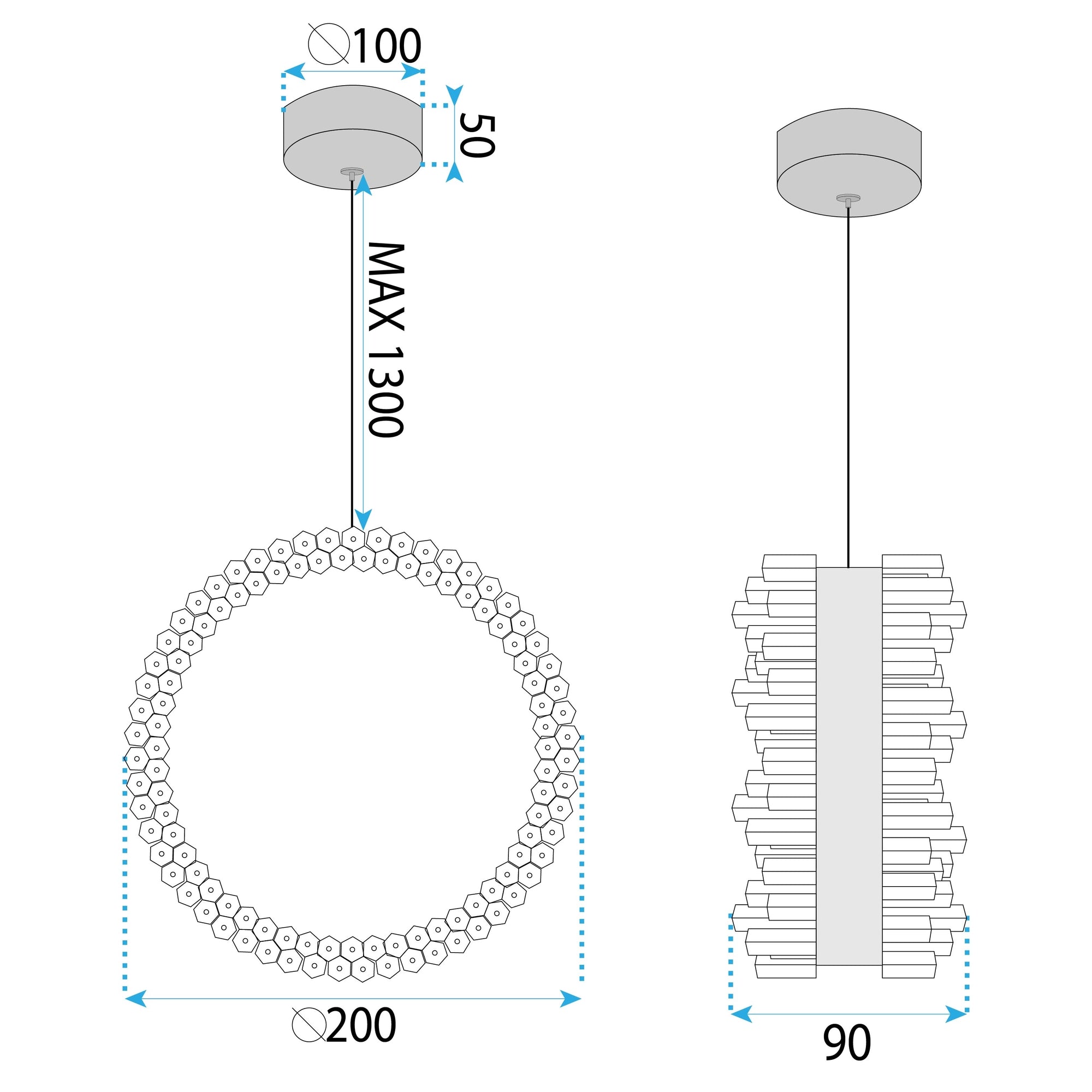 Lampa Sufitowa Wisząca Led Lhj098-cp Złota  6