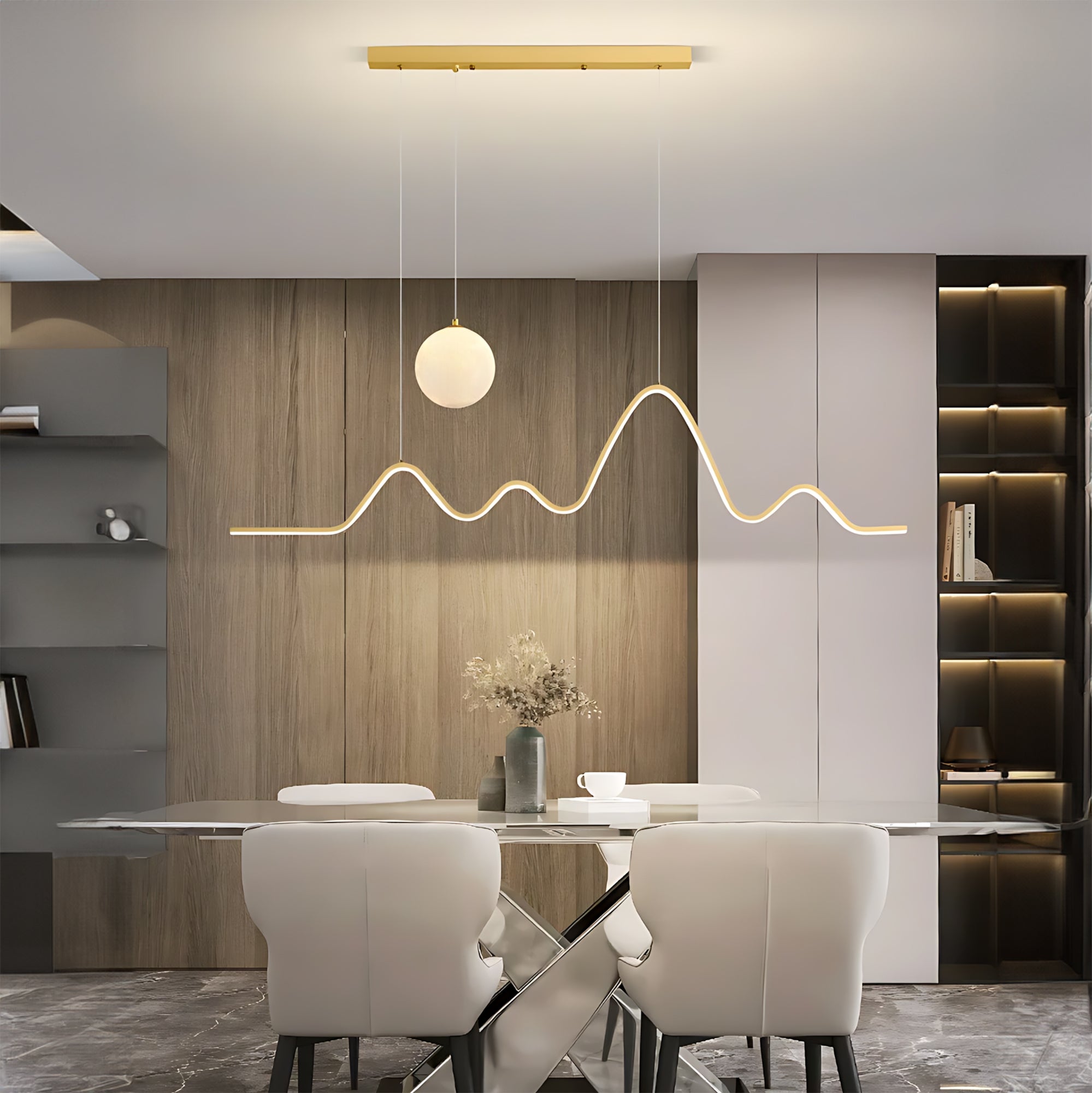 Lampa Wisząca Led Lhj034-cp 120 Cm Złota Szczotkowana  5