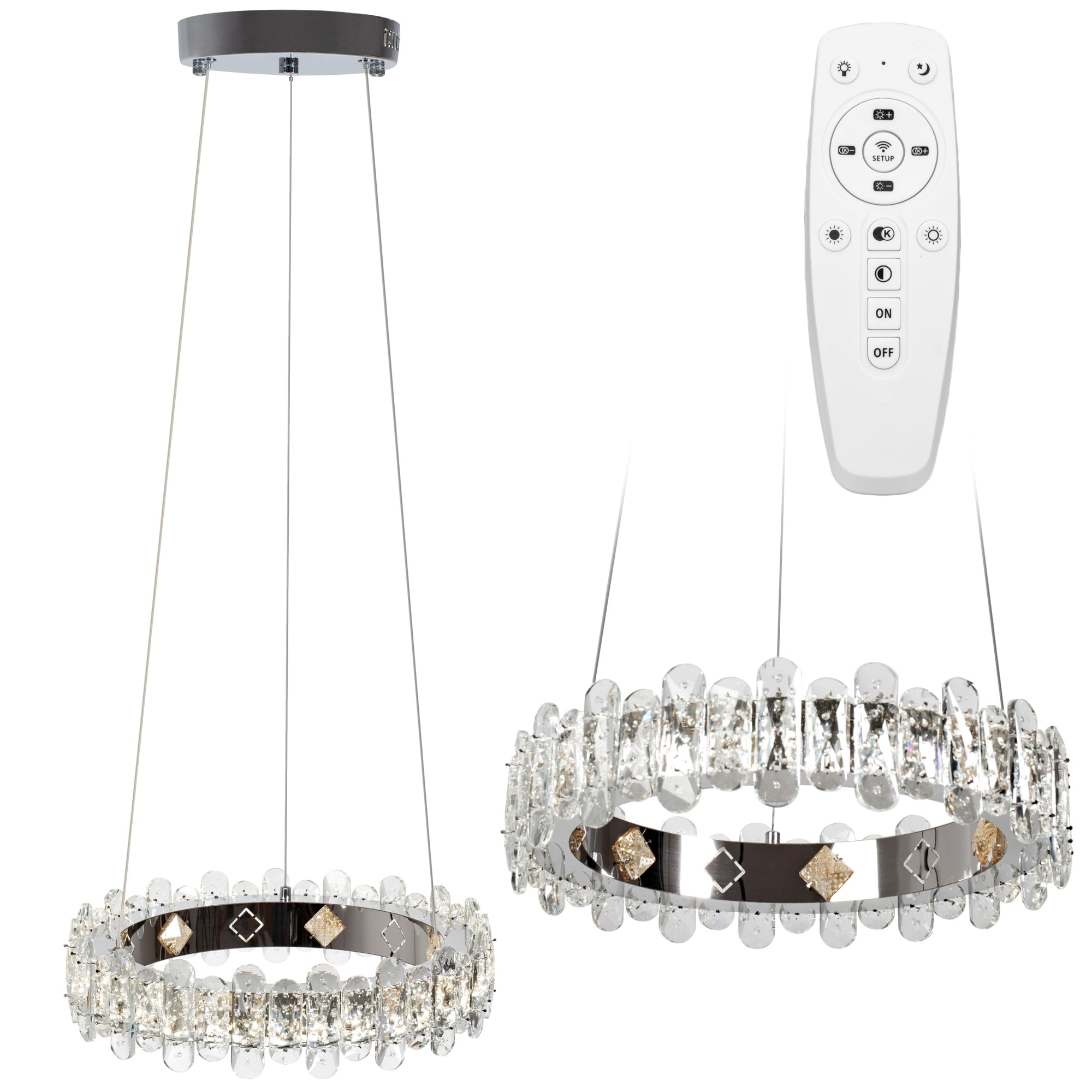 Kryształowa Lampa Sufitowa LED APP1041-CP + pilot  1