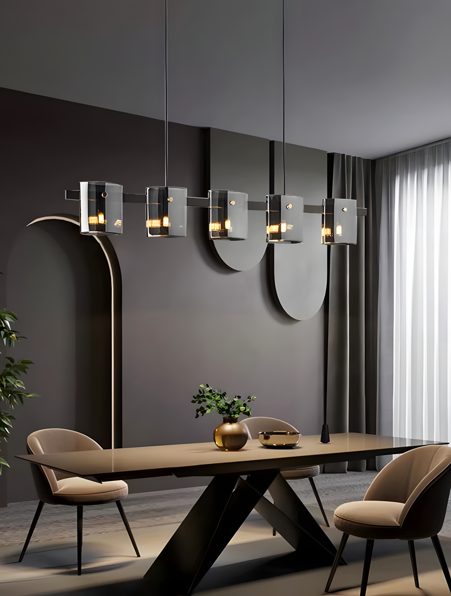 Lampa Wisząca 5-punktowa APP1706-5CP Grey G9  9