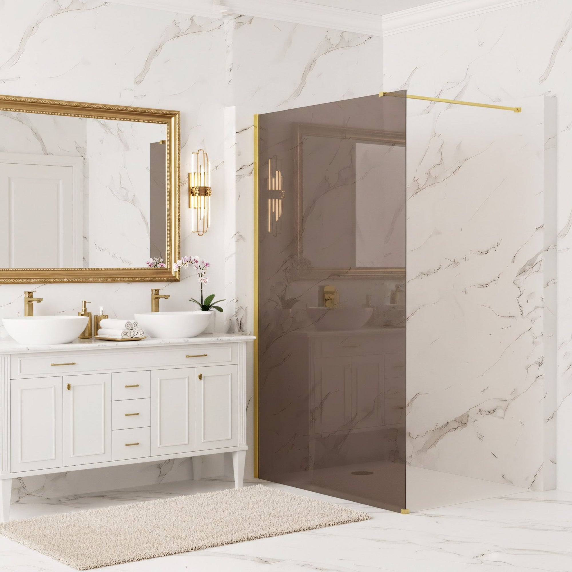 Kabina prysznicowa Walk-In Rea Flexi Brown / Gold 100  5