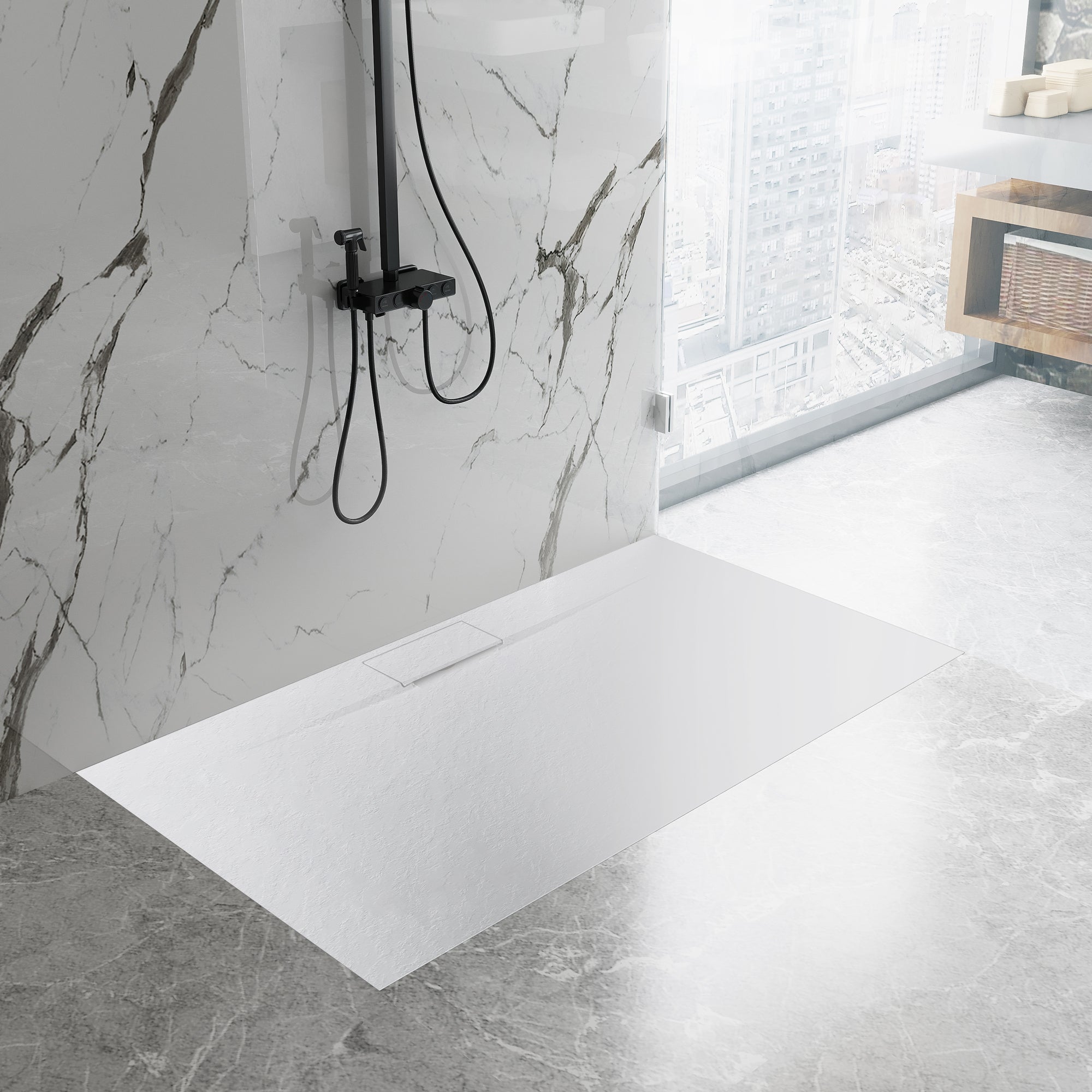 Brodzik Prysznicowy Bazalt Long White 90x120  3