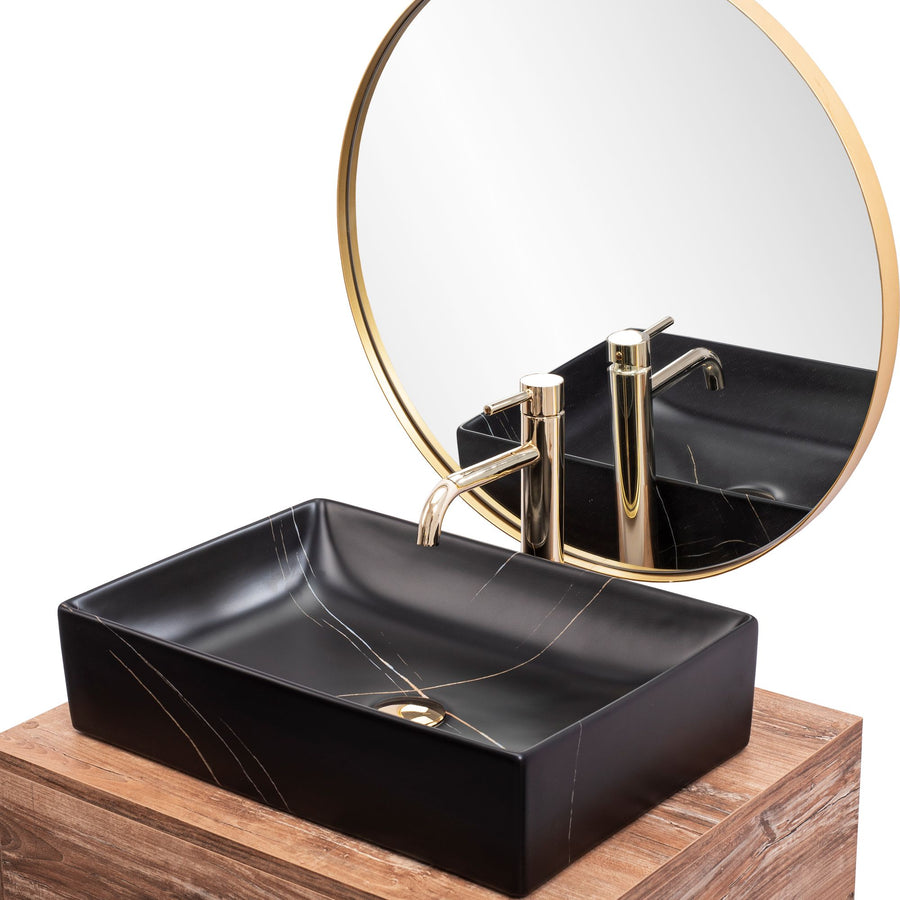 Umywalka nablatowa REA Inga Black Marble Mat