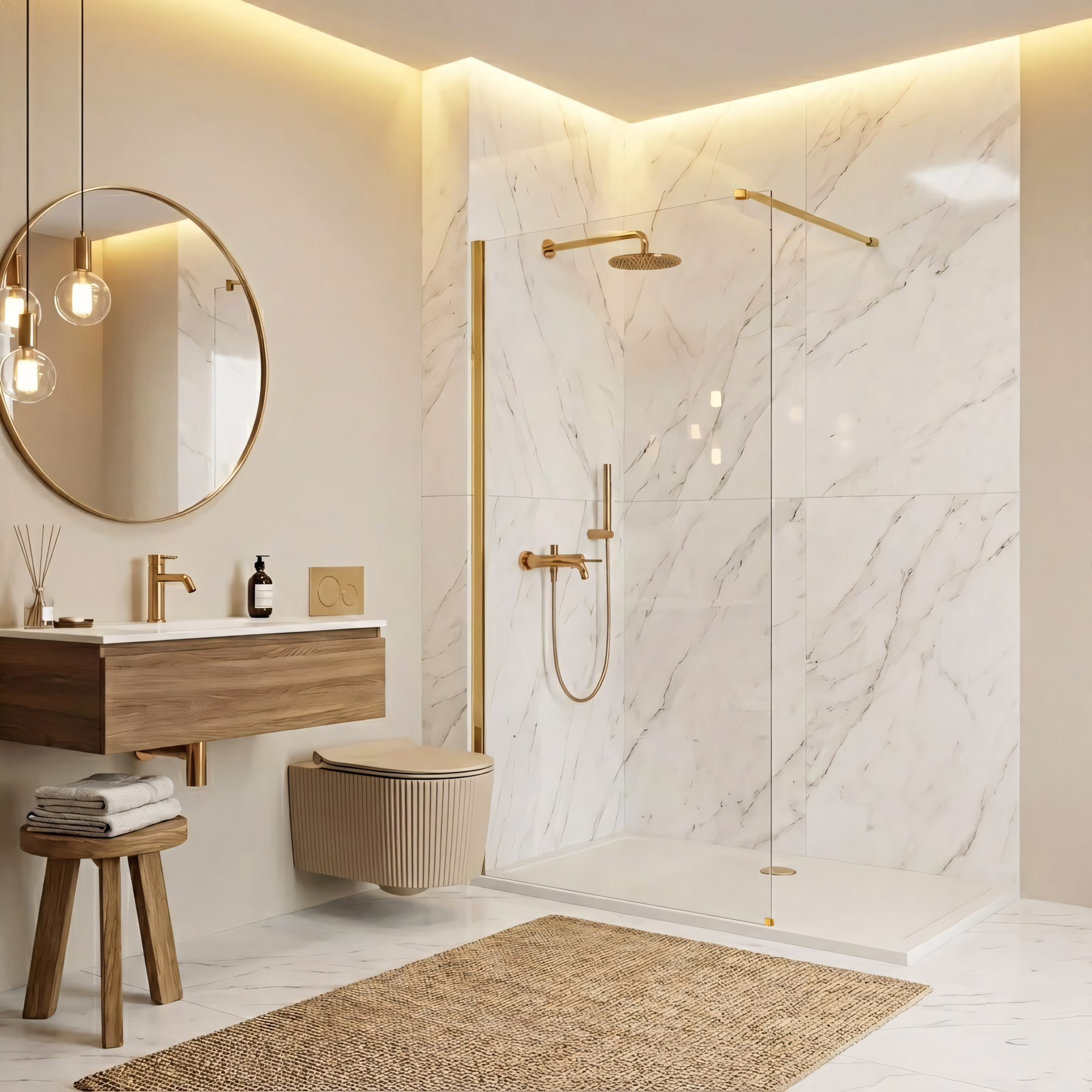 Kabina prysznicowa Walk-In Rea Flexi Transparent / Gold 90  3