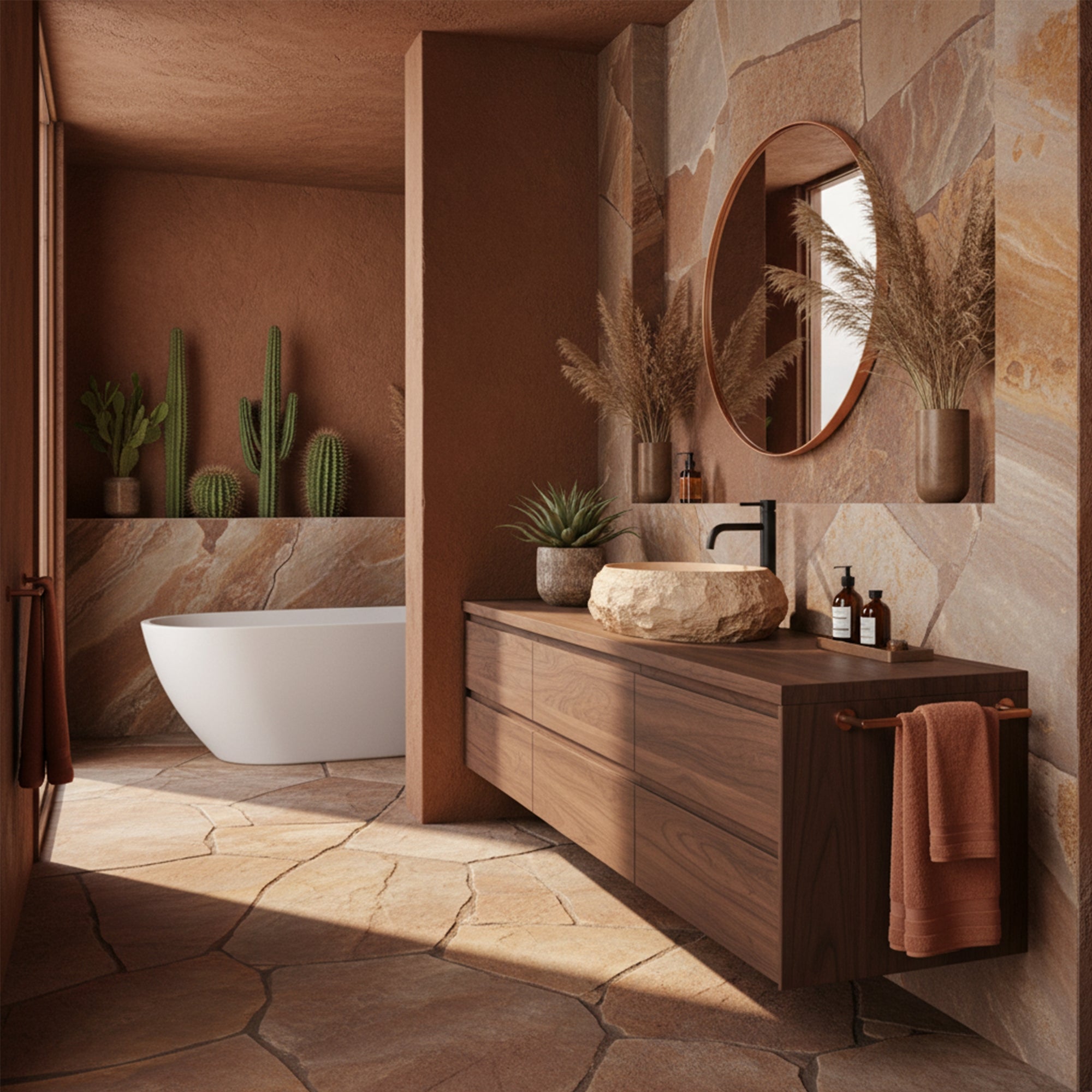 Umywalka nablatowa Rea Mika Light Terracotta  7