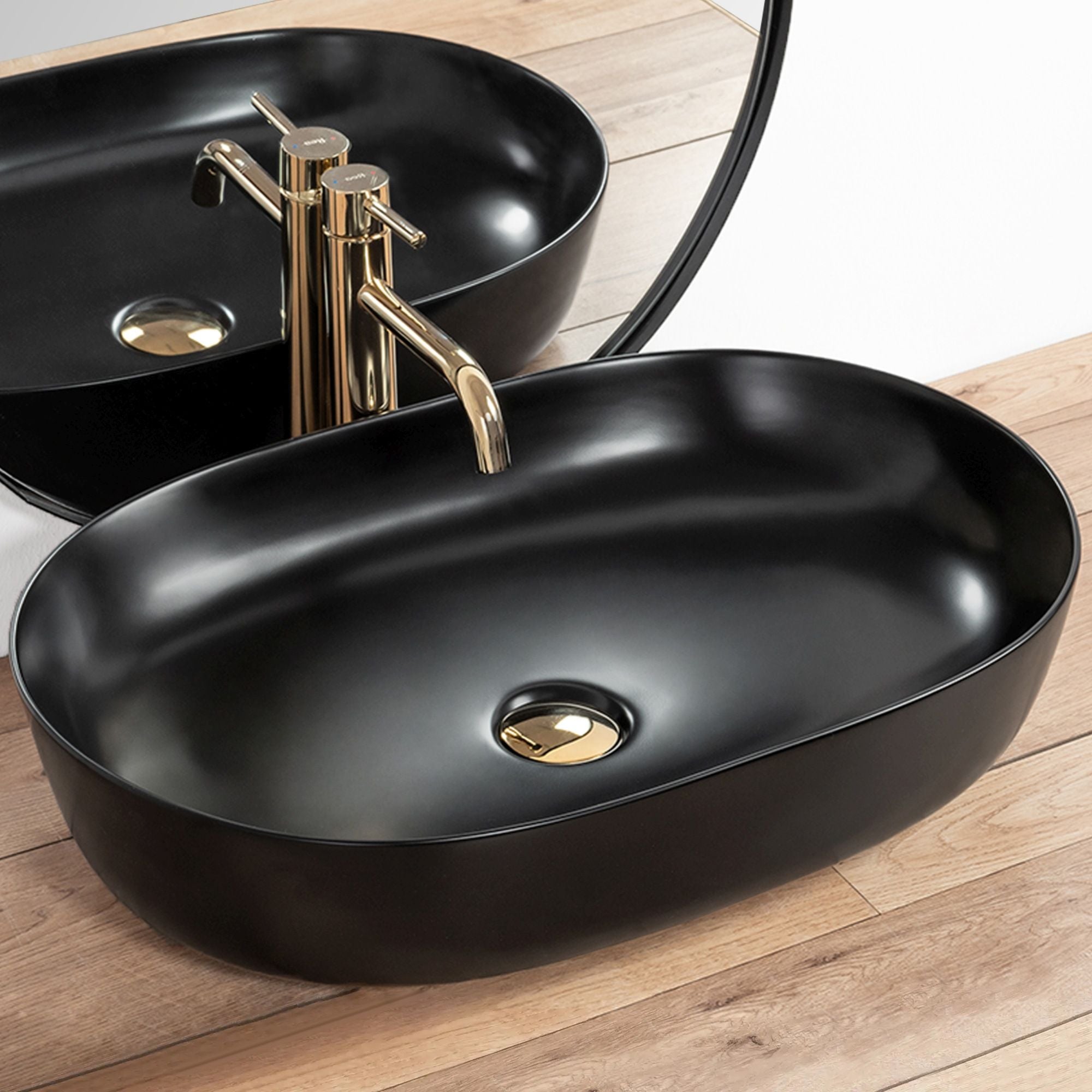 Umywalka Nablatowa Rea Cleo 61 Black Mat