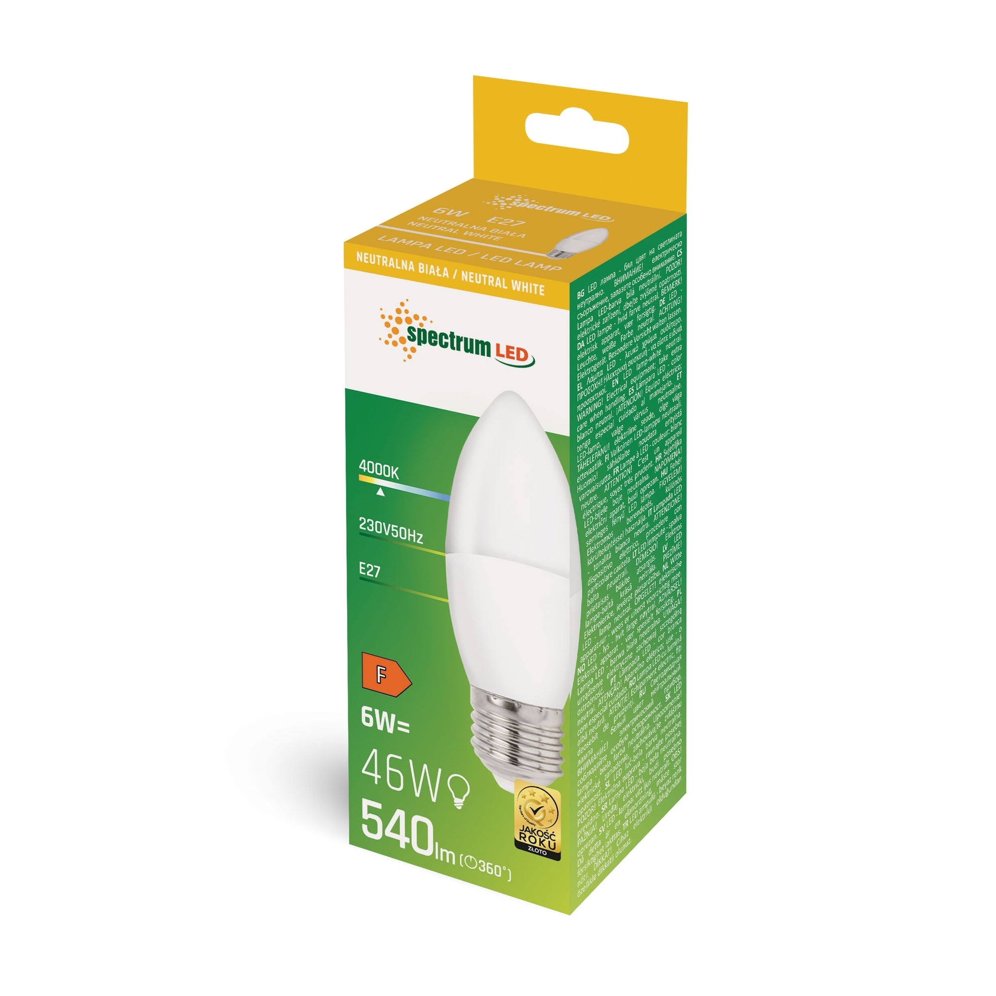 Żarówka Led Świecowa Neutralna E-27 230v 6w Woj+14352  2