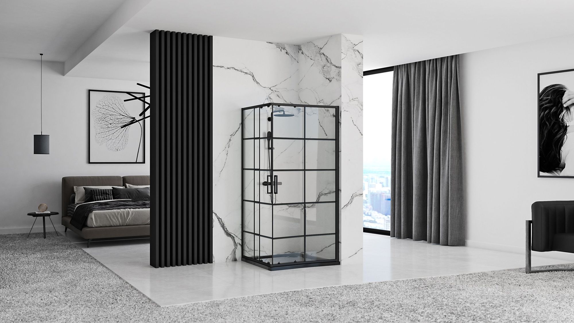 Kabina prysznicowa Rea Concept Black 80x100