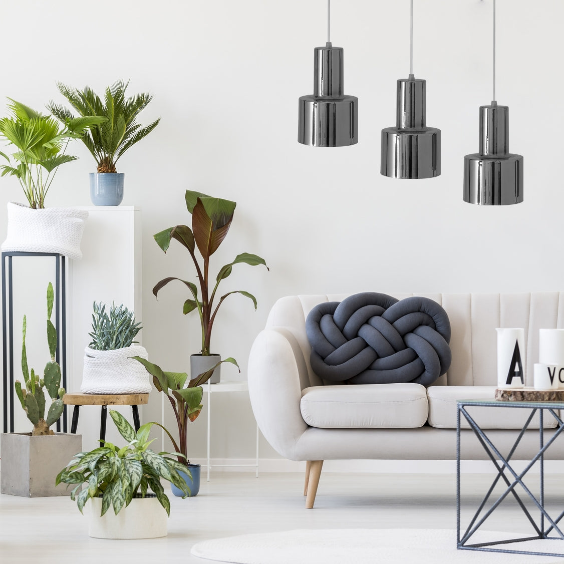 Lampa Wisząca  APP285-1 Srebrna  4