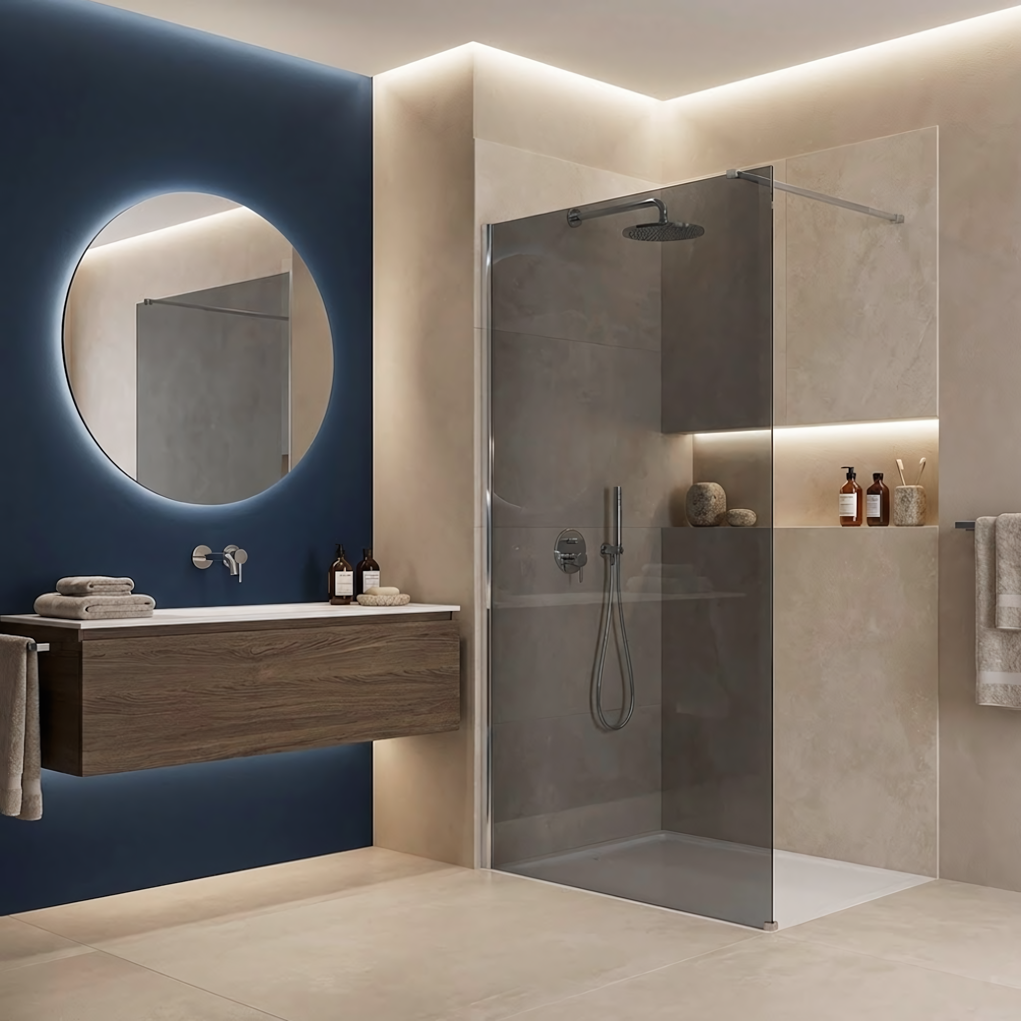 Kabina prysznicowa Walk-In Rea Flexi Grey / Chrome 90  3
