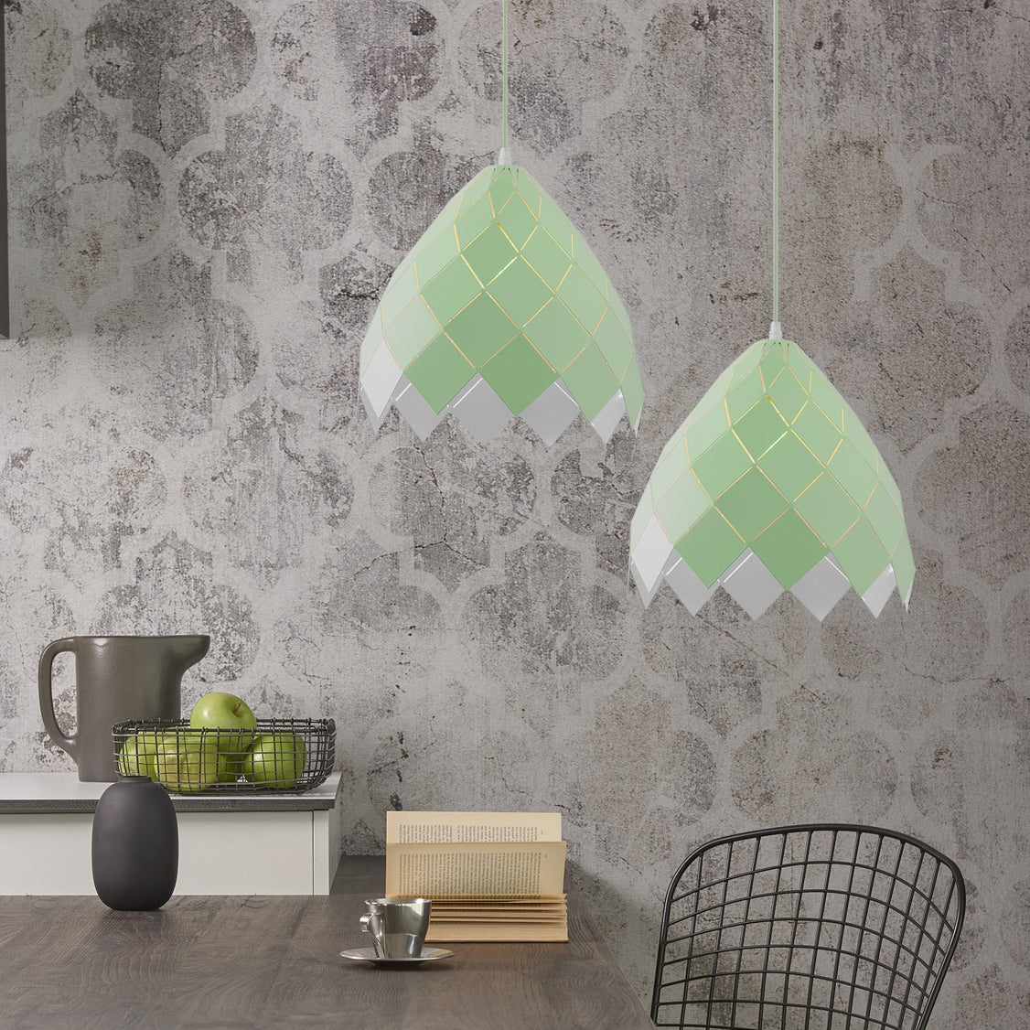 Lampa Sufitowa Wisząca Metalowa APP339-1CP Zielona  4